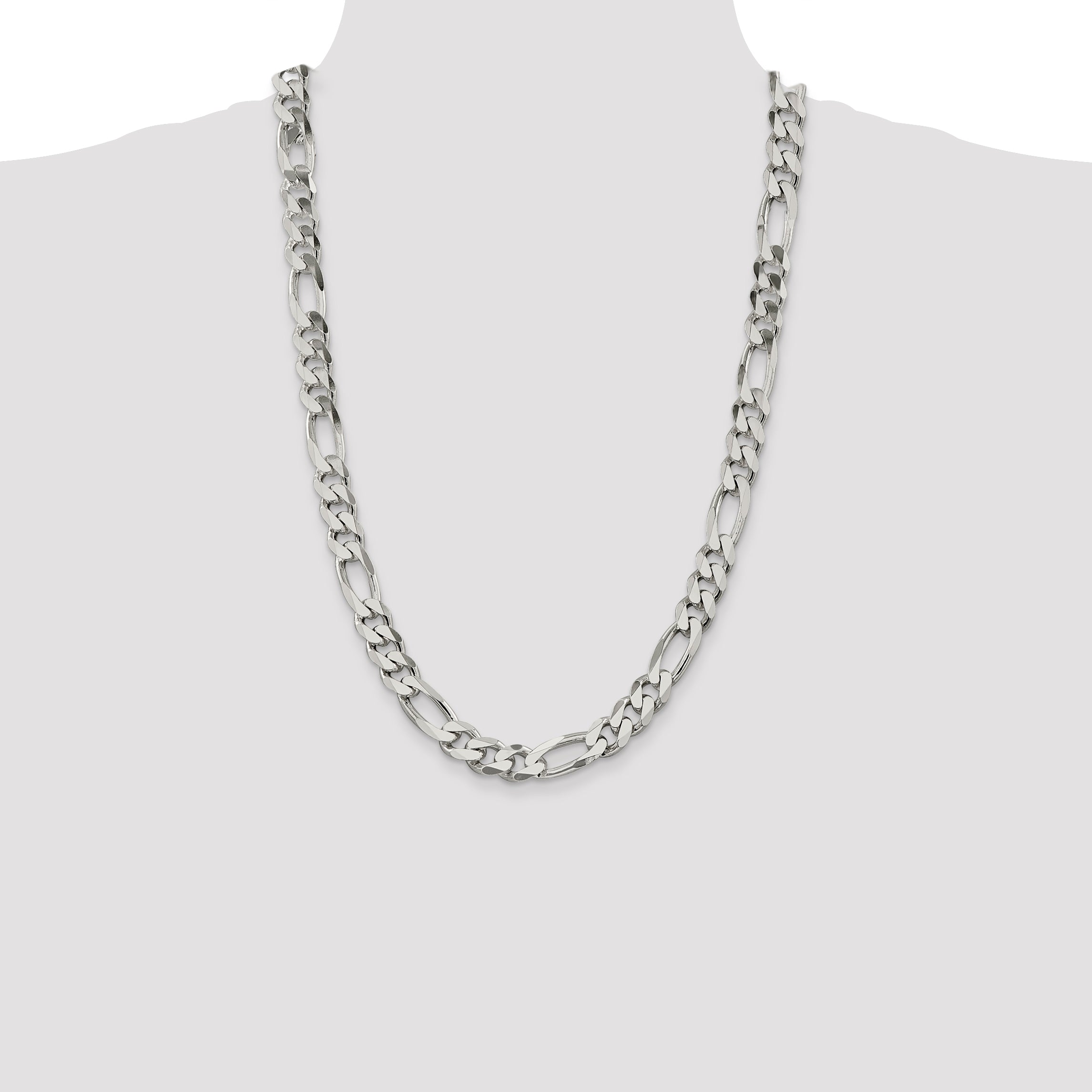 Sterling Silver 10.75mm Figaro Chain