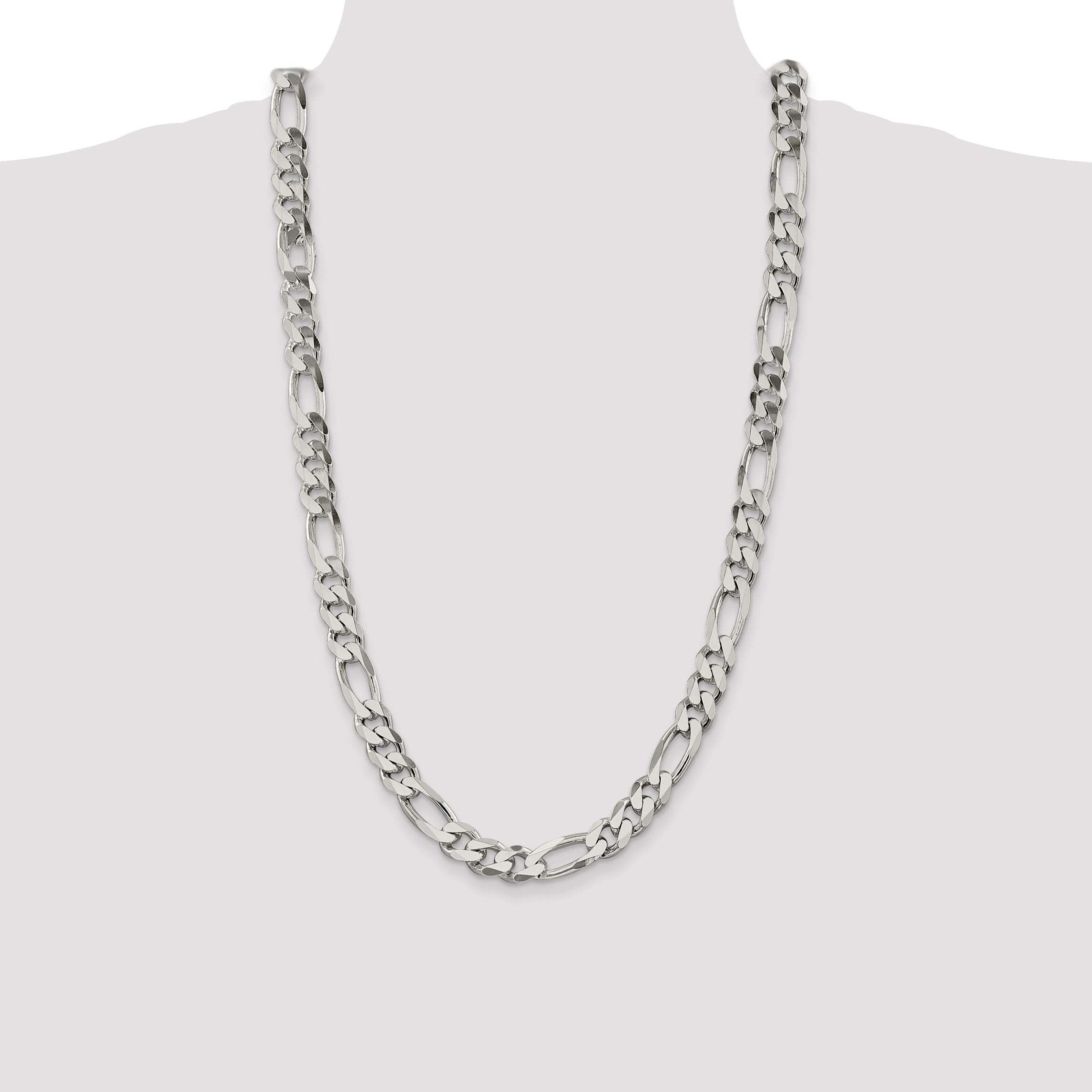 Sterling Silver 10.75mm Figaro Chain