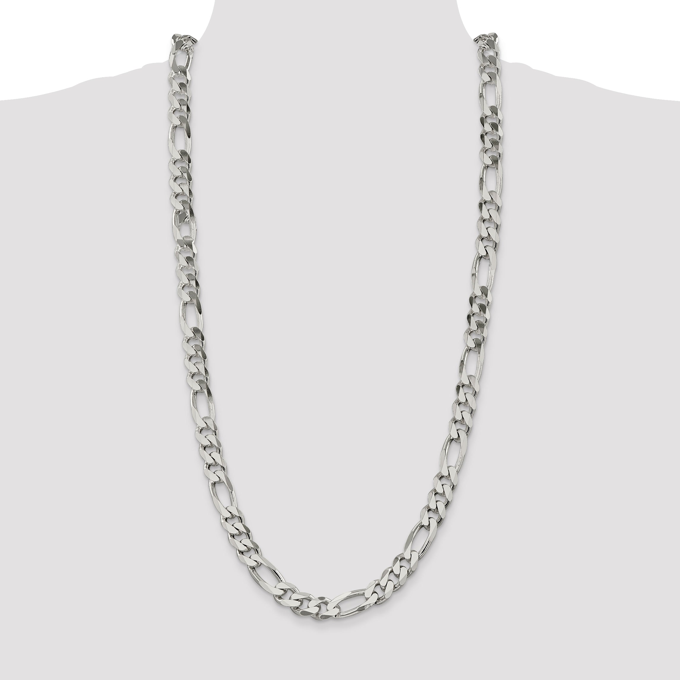 Sterling Silver 10.75mm Figaro Chain