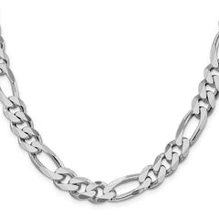 Sterling Silver Rhodium-plated 10.75mm Figaro Chain