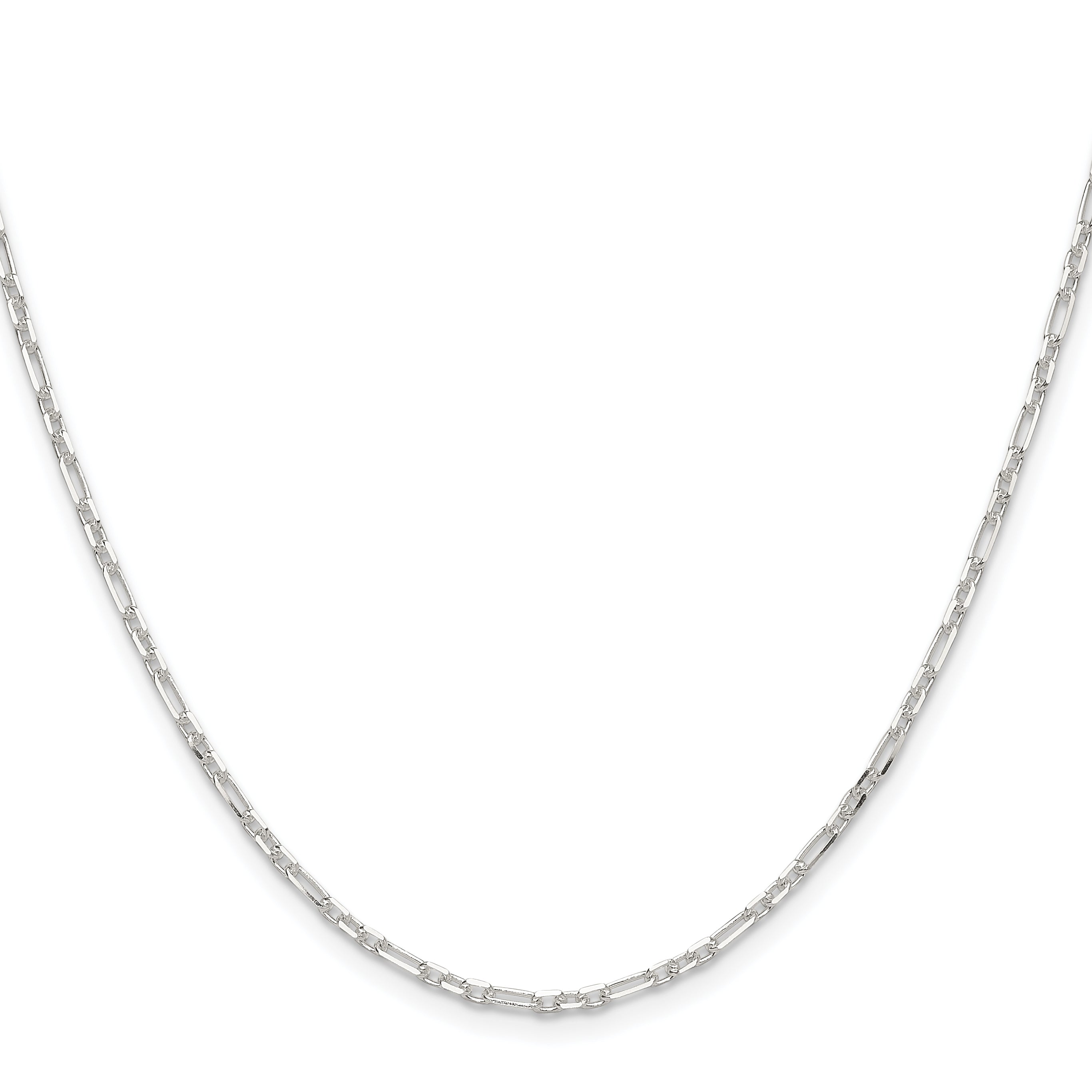 Sterling Silver D/C 2mm 3 Short Plus 1 Long Cable Link Chain