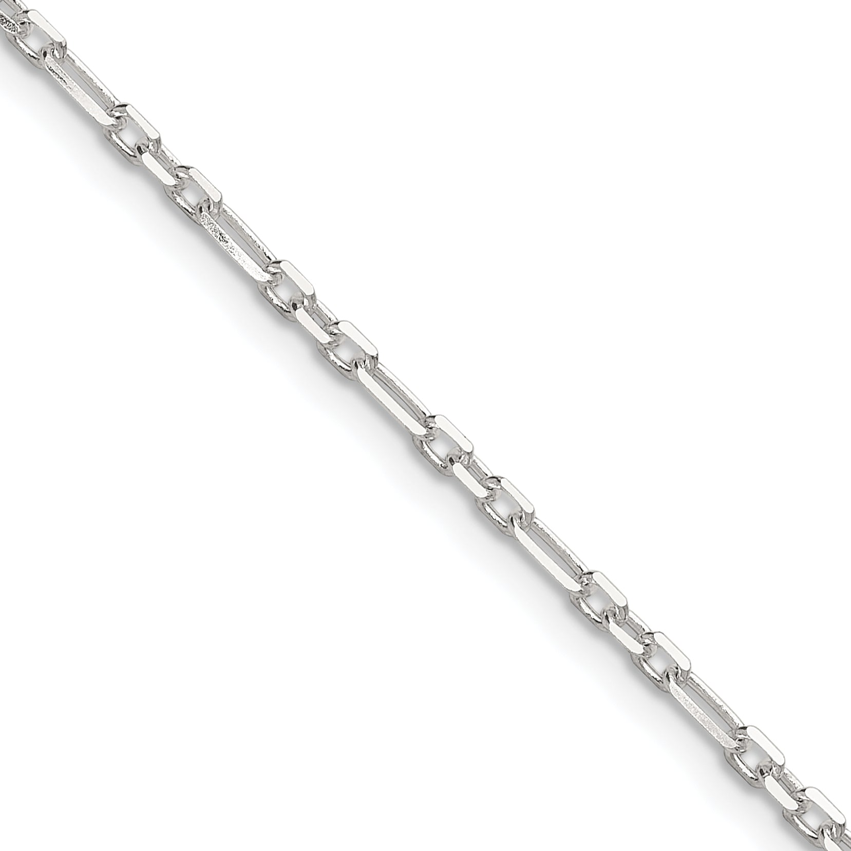 Sterling Silver D/C 2mm 3 Short Plus 1 Long Cable Link Chain