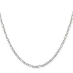 Sterling Silver D/C 3mm 3 Short Plus 1 Long Cable Link Chain