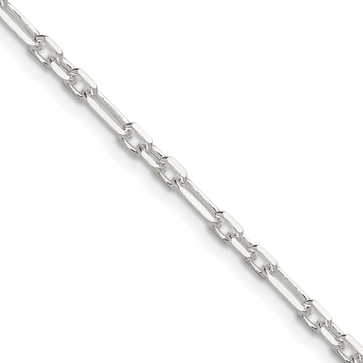 Sterling Silver D/C 3mm 3 Short Plus 1 Long Cable Link Chain