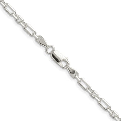 Sterling Silver D/C 4mm 3 Short Plus 1 Long Cable Link Chain