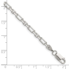 Sterling Silver D/C 4mm 3 Short Plus 1 Long Cable Link Chain