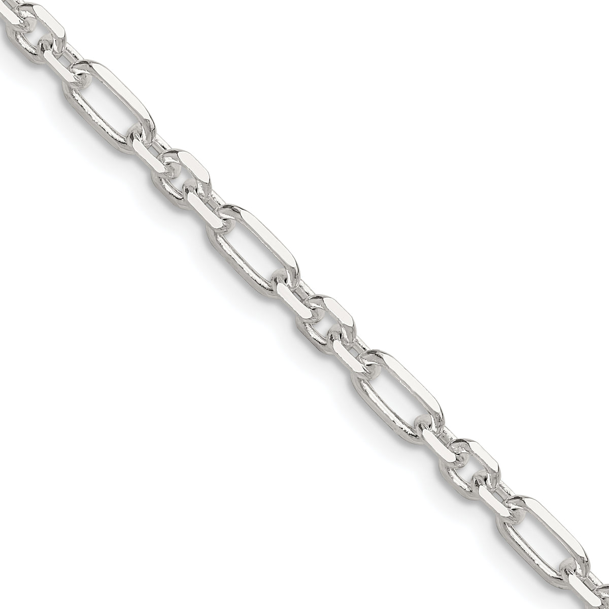 Sterling Silver D/C 4mm 3 Short Plus 1 Long Cable Link Chain