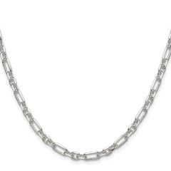 Sterling Silver D/C 4.5mm 3 Short Plus 1 Long Cable Link Chain