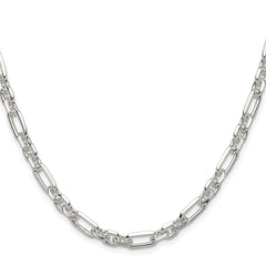 Sterling Silver D/C 6mm 3 Short Plus 1 Long Cable Link Chain