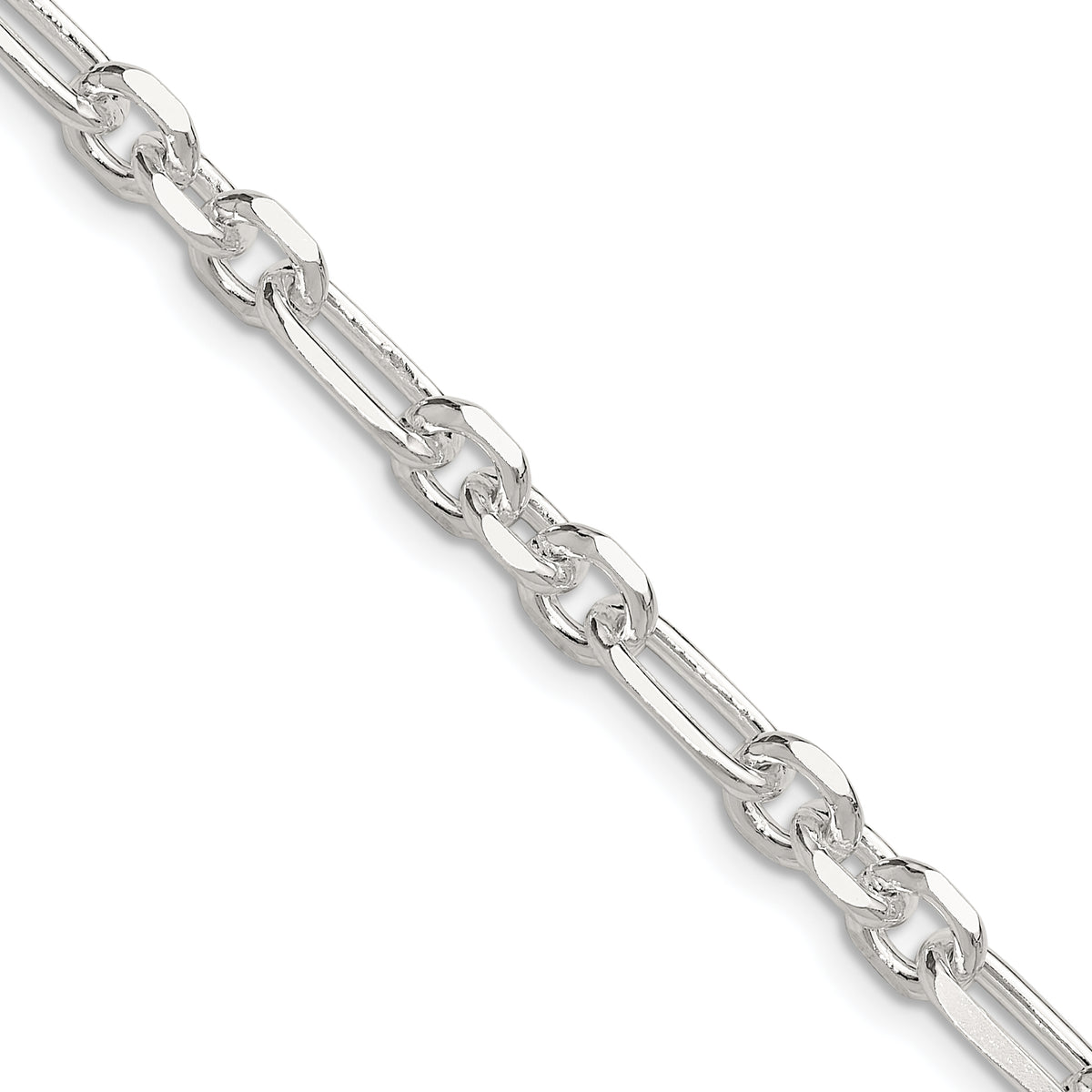 Sterling Silver D/C 6mm 3 Short Plus 1 Long Cable Link Chain