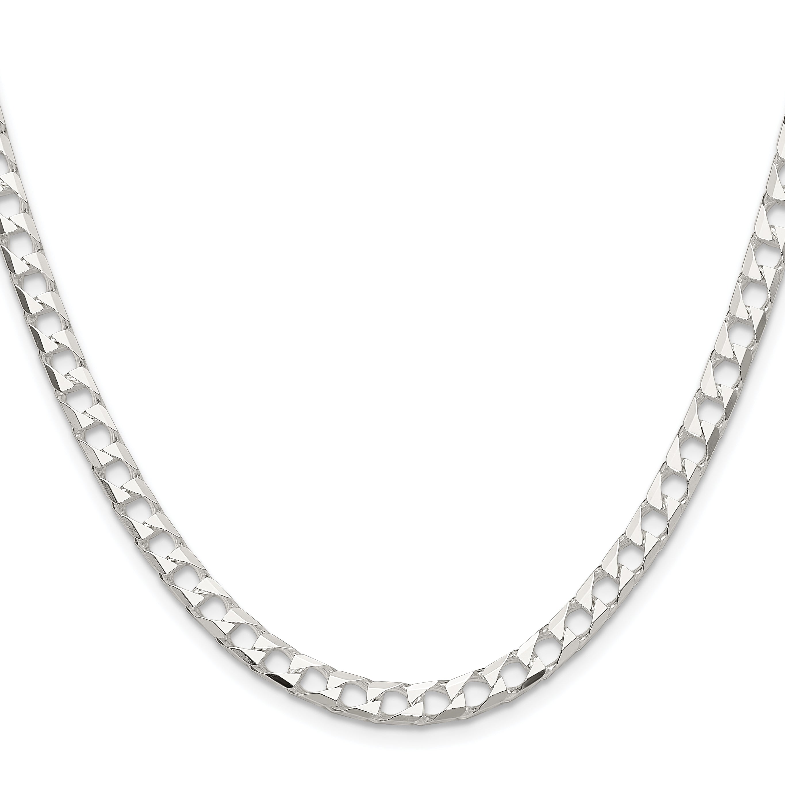 Sterling Silver Polished and D/C 5mm Flat Curb Link Chain