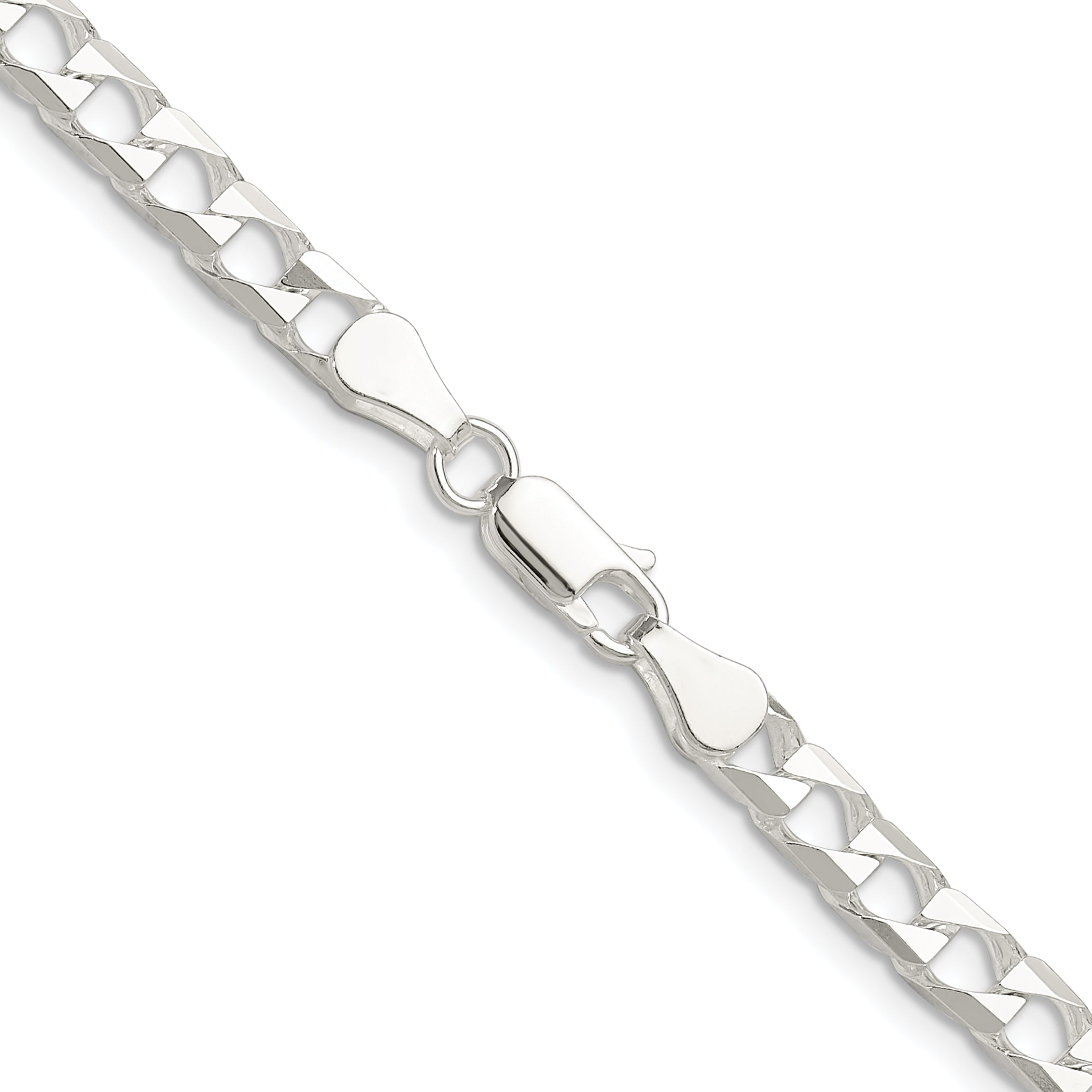 Sterling Silver Polished and D/C 5mm Flat Curb Link Chain