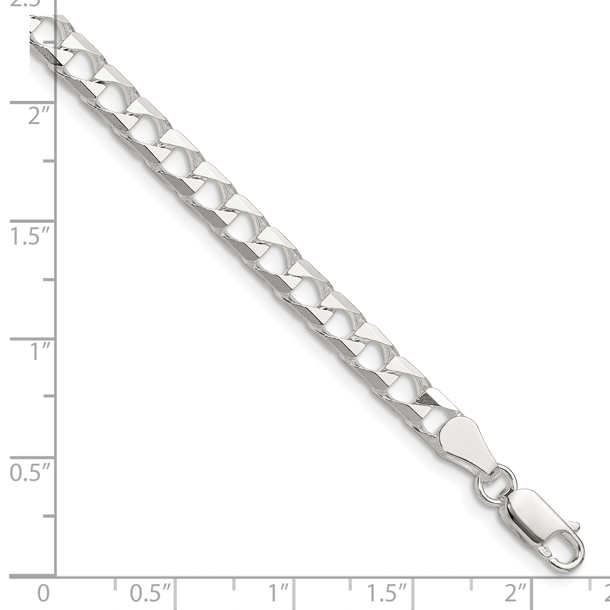 Sterling Silver Polished and D/C 5mm Flat Curb Link Chain