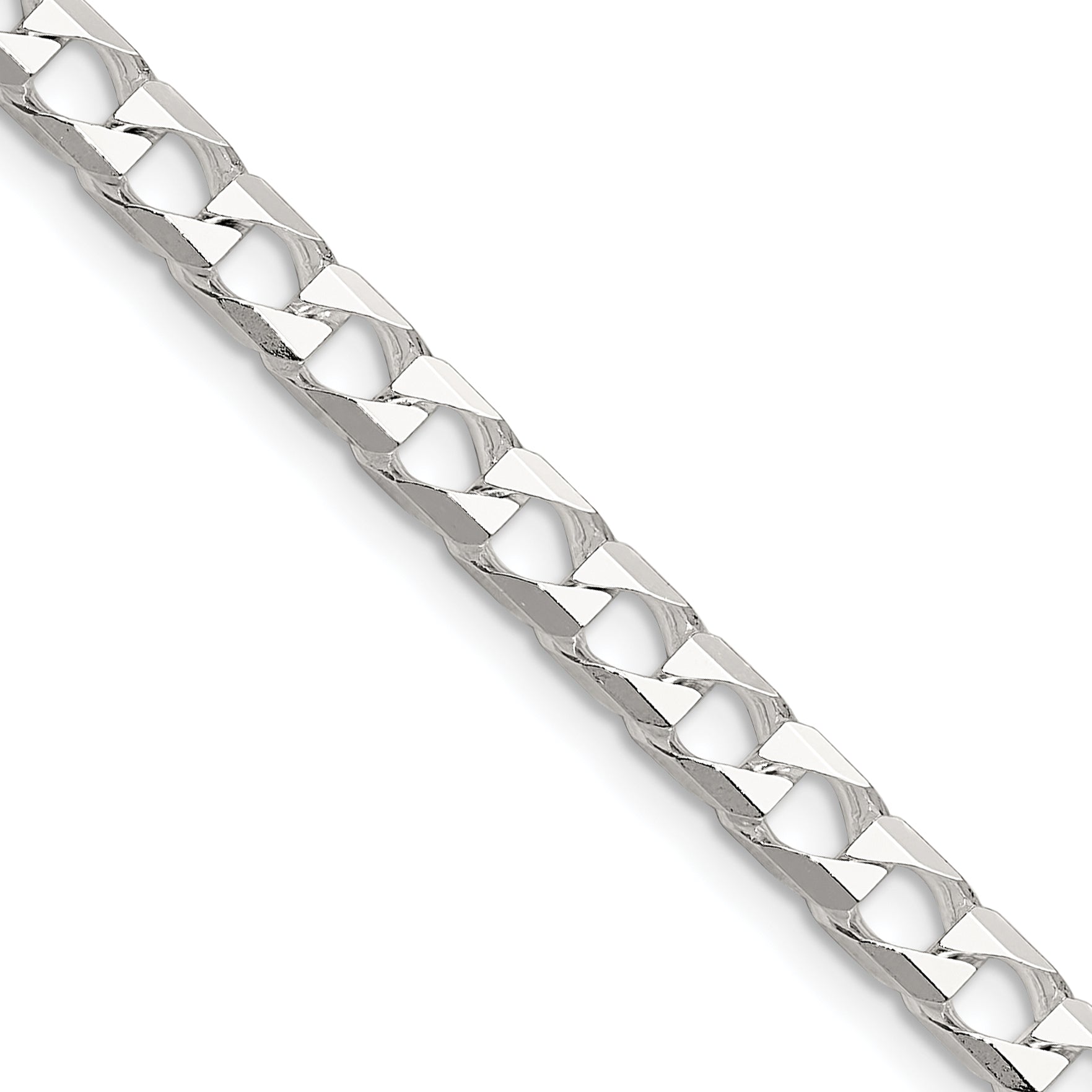 Sterling Silver Polished and D/C 5mm Flat Curb Link Chain