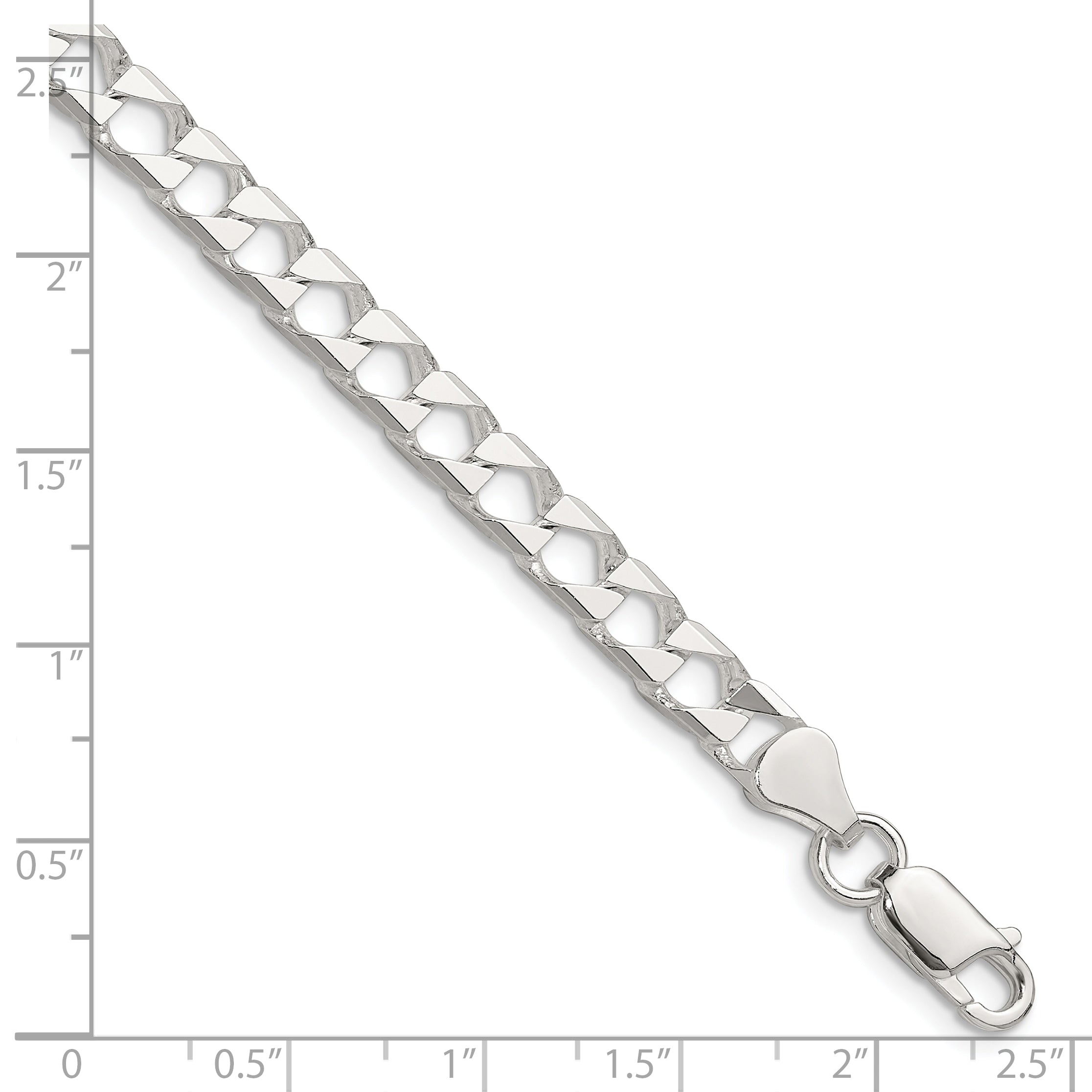 Sterling Silver Polished and D/C 5.75mm Flat Curb Link Chain