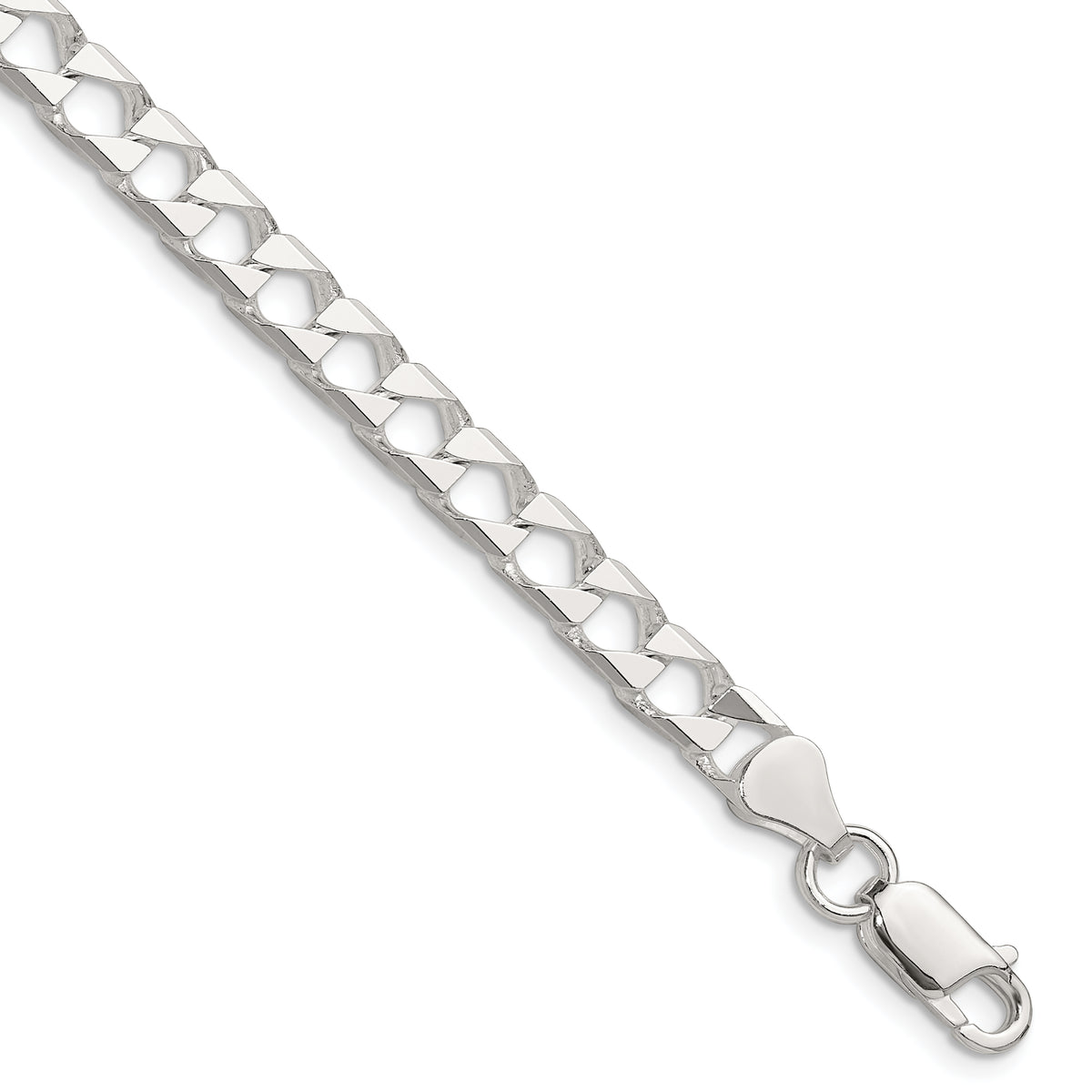 Sterling Silver Polished and D/C 5.75mm Flat Curb Link Chain