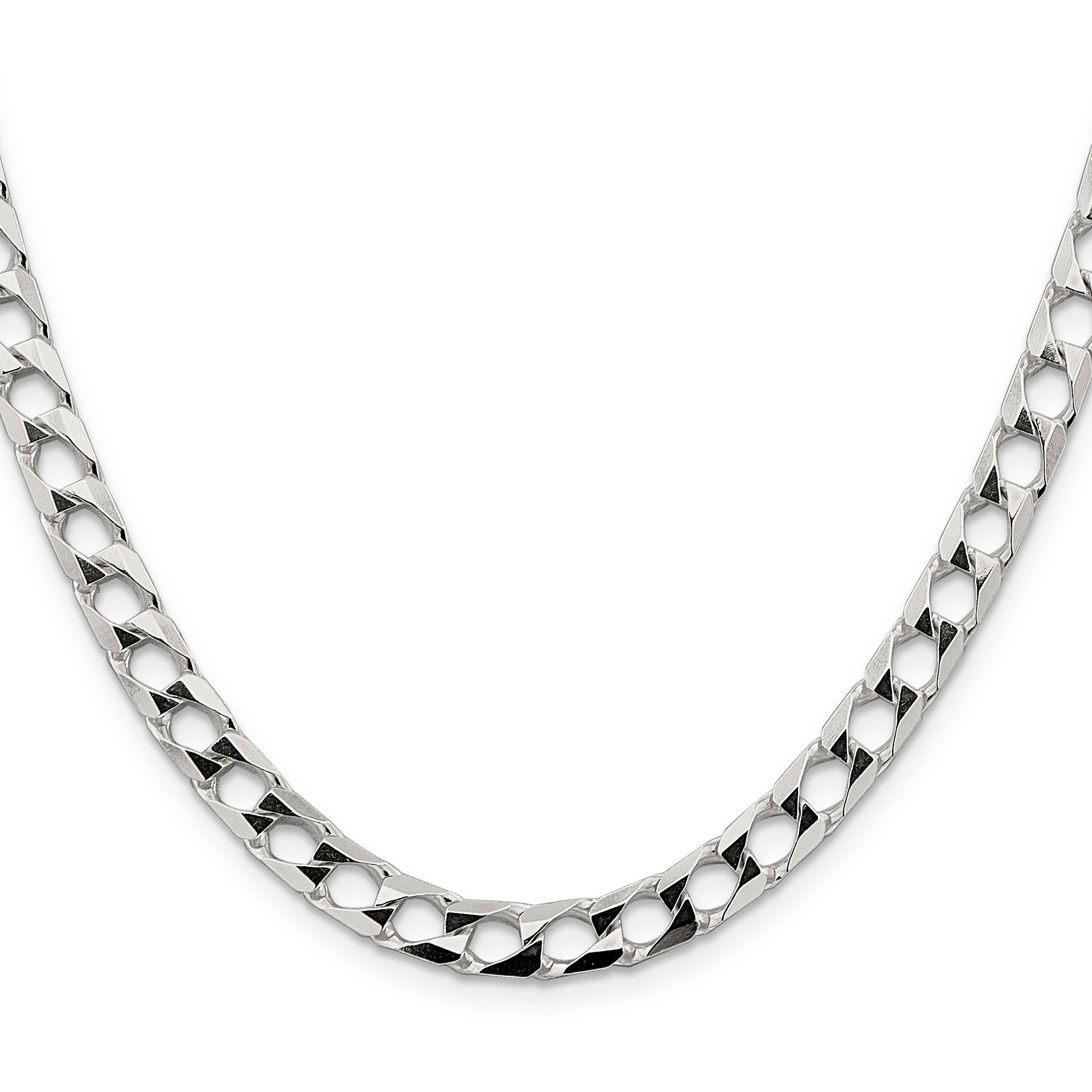 Sterling Silver 6.25mm Flat Open Curb Chain