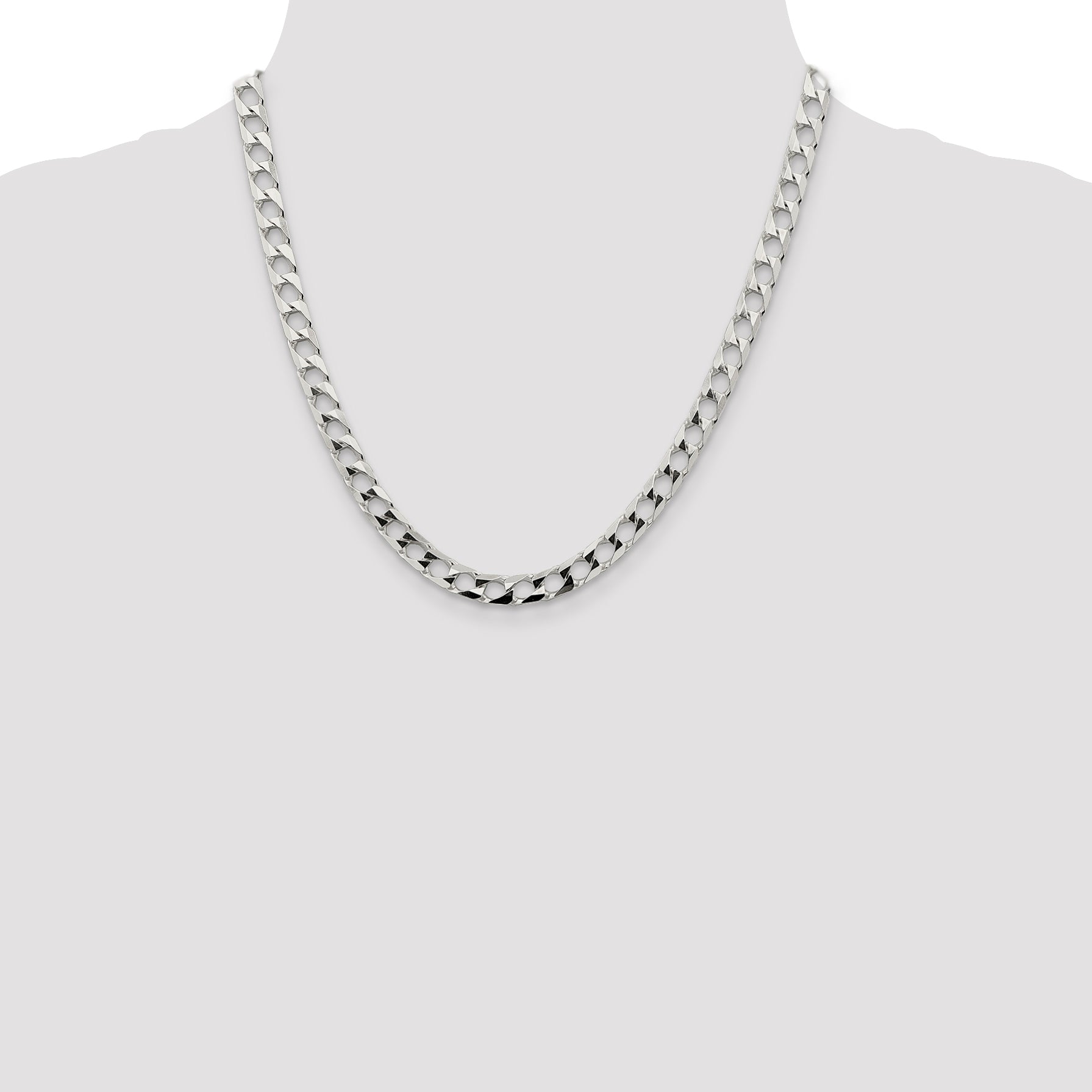 Sterling Silver 6.25mm Flat Open Curb Chain