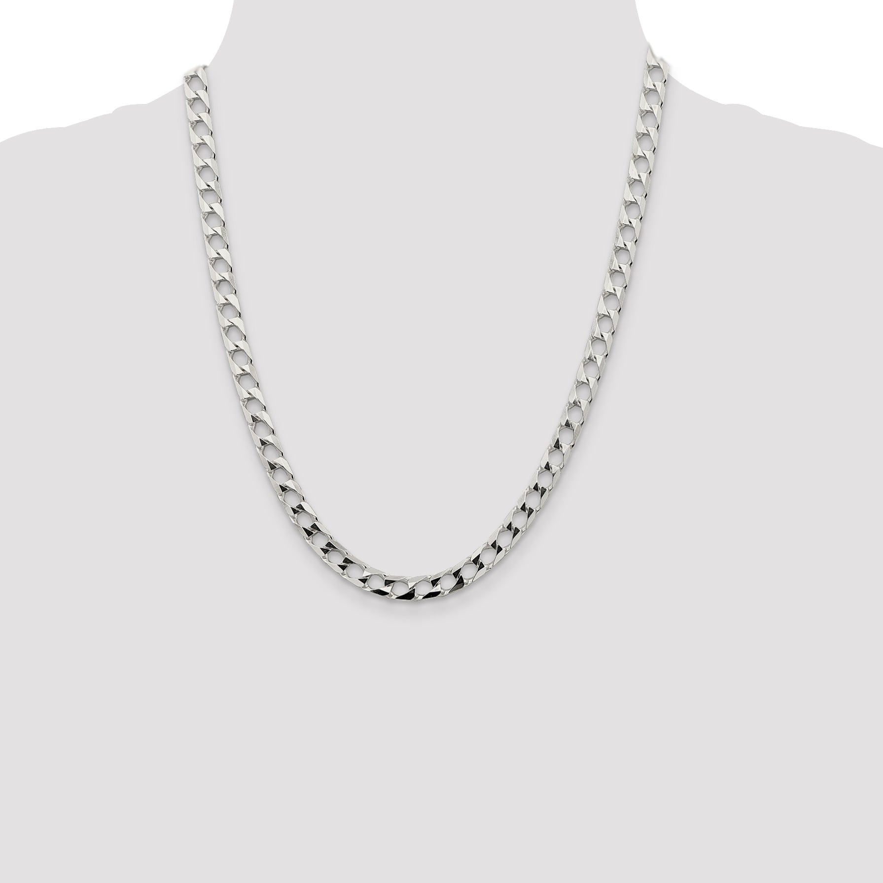 Sterling Silver 6.25mm Flat Open Curb Chain