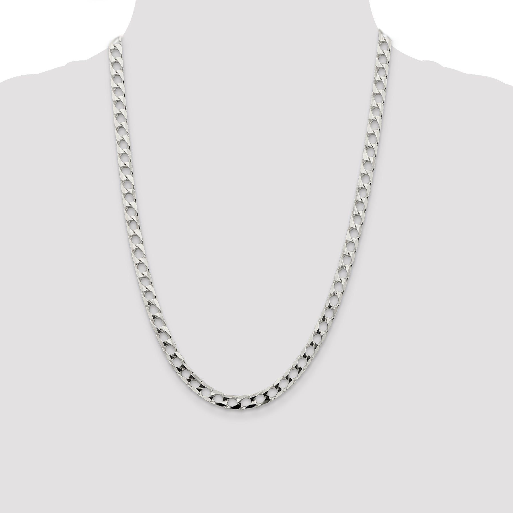 Sterling Silver 6.25mm Flat Open Curb Chain