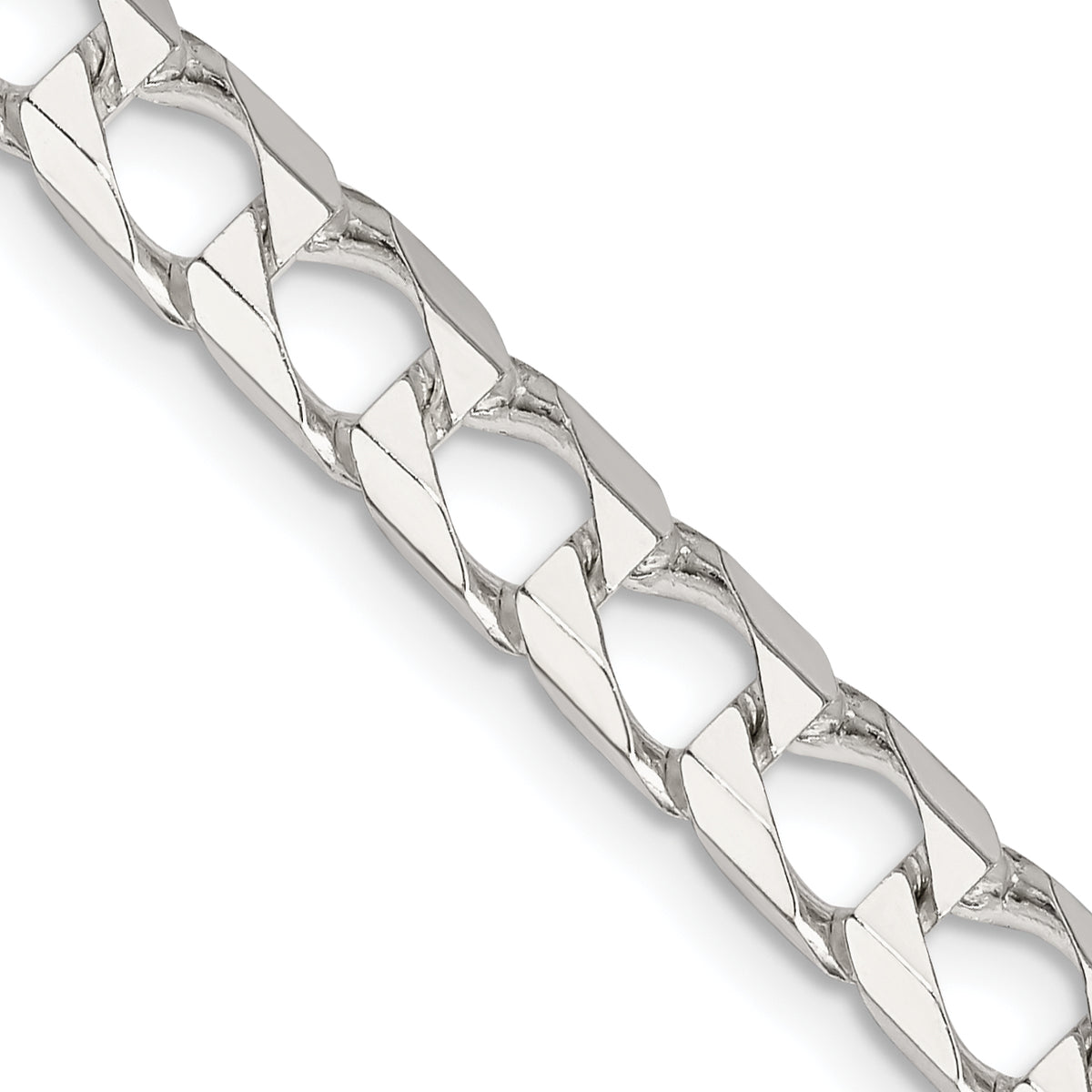 Sterling Silver 6.25mm Flat Open Curb Chain