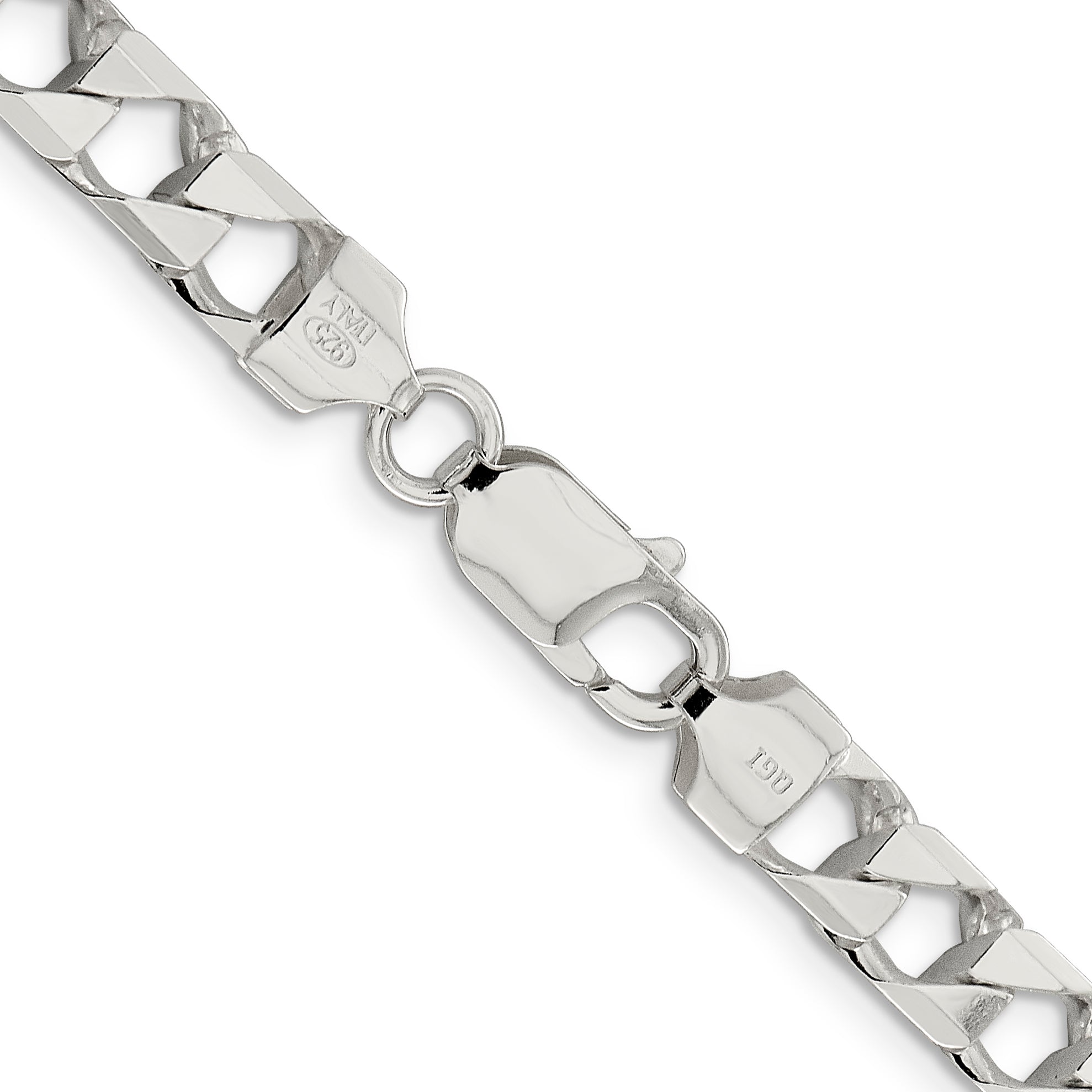 Sterling Silver 6.75mm Flat Open Curb Chain