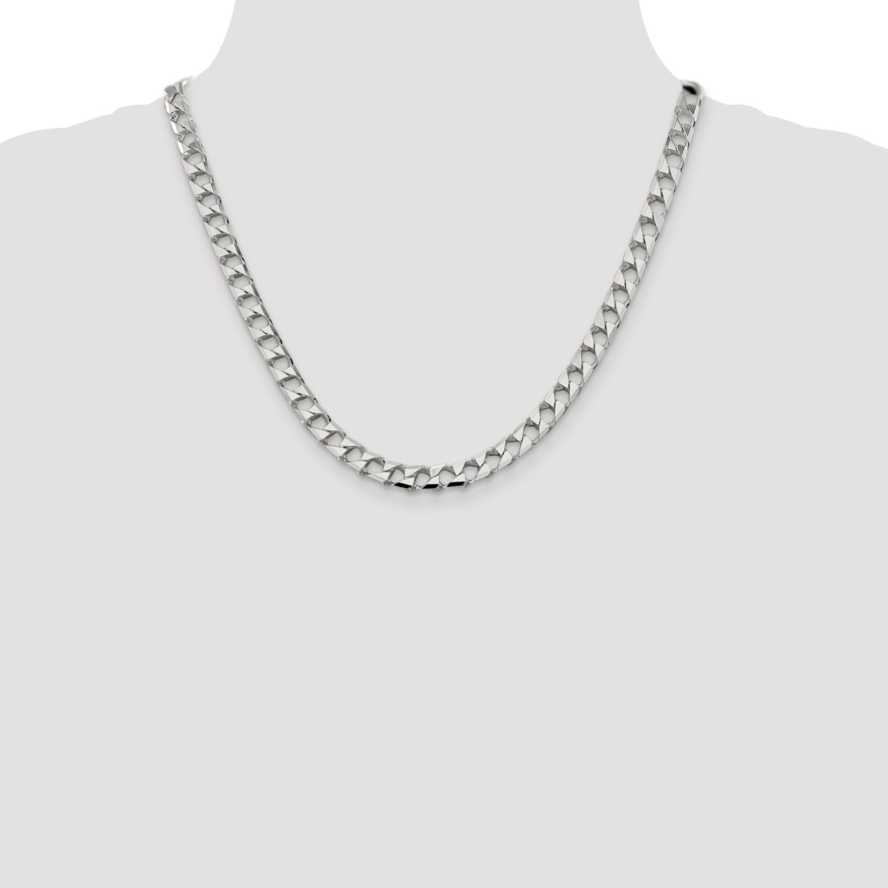 Sterling Silver 6.75mm Flat Open Curb Chain