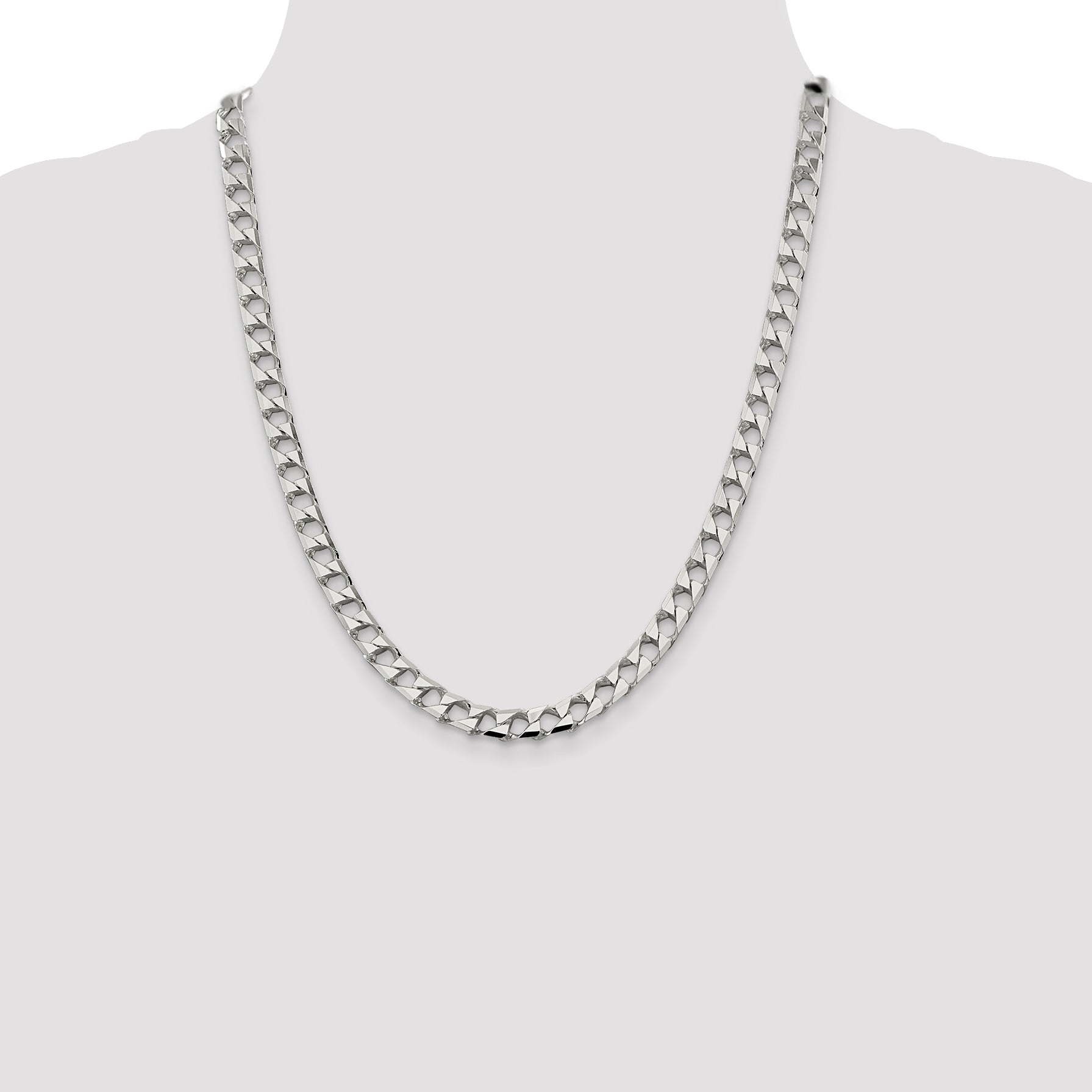 Sterling Silver 6.75mm Flat Open Curb Chain