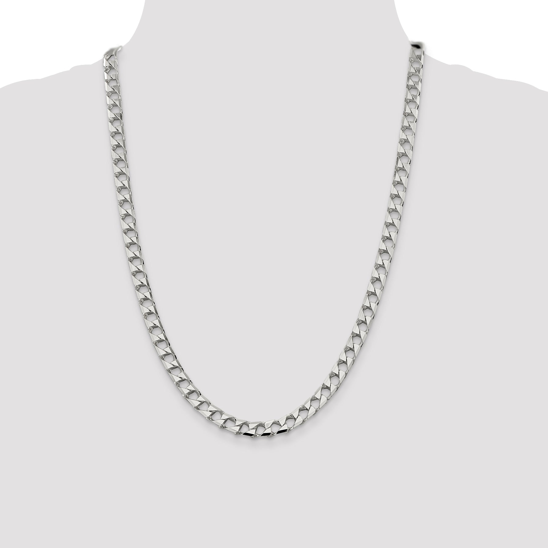 Sterling Silver 6.75mm Flat Open Curb Chain