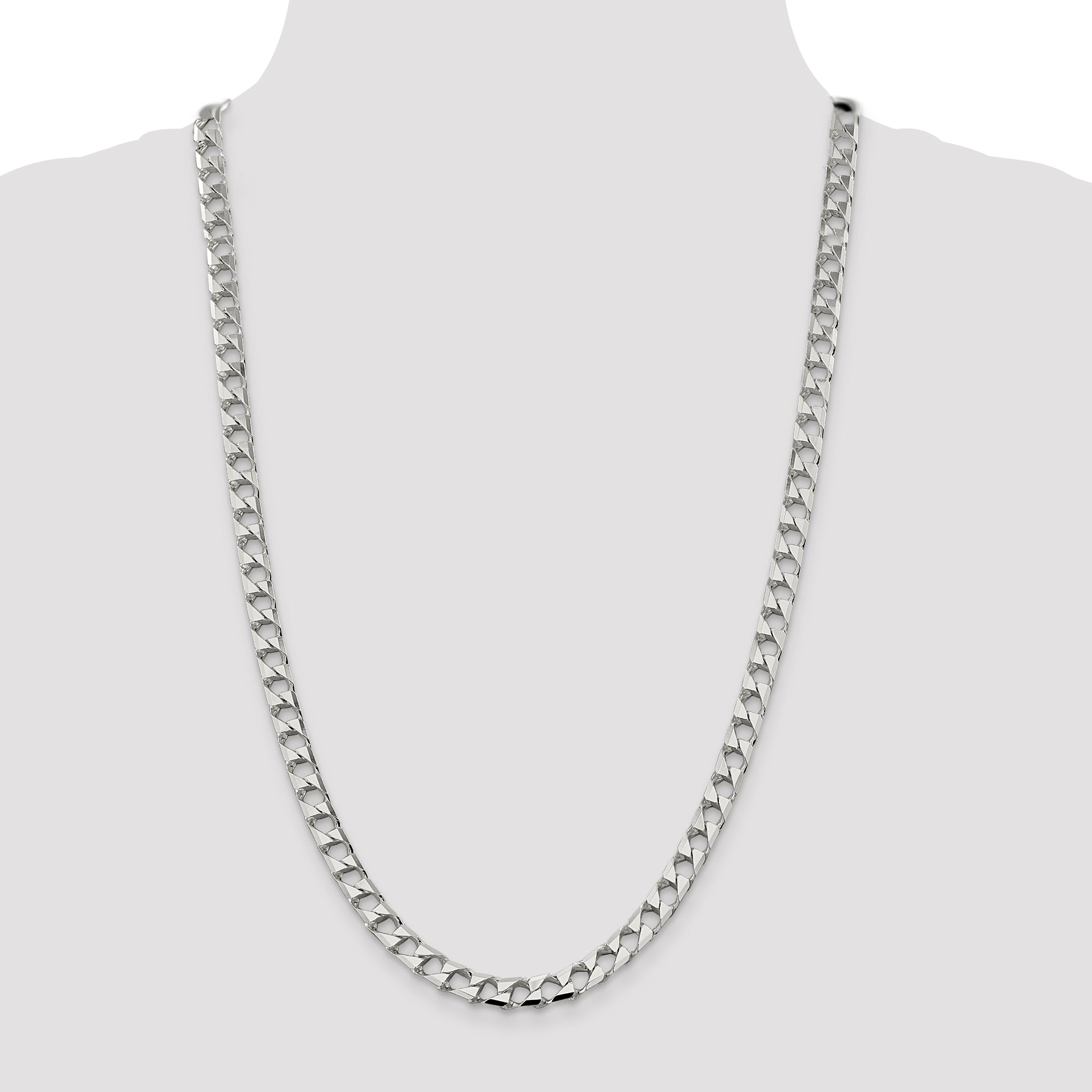 Sterling Silver 6.75mm Flat Open Curb Chain