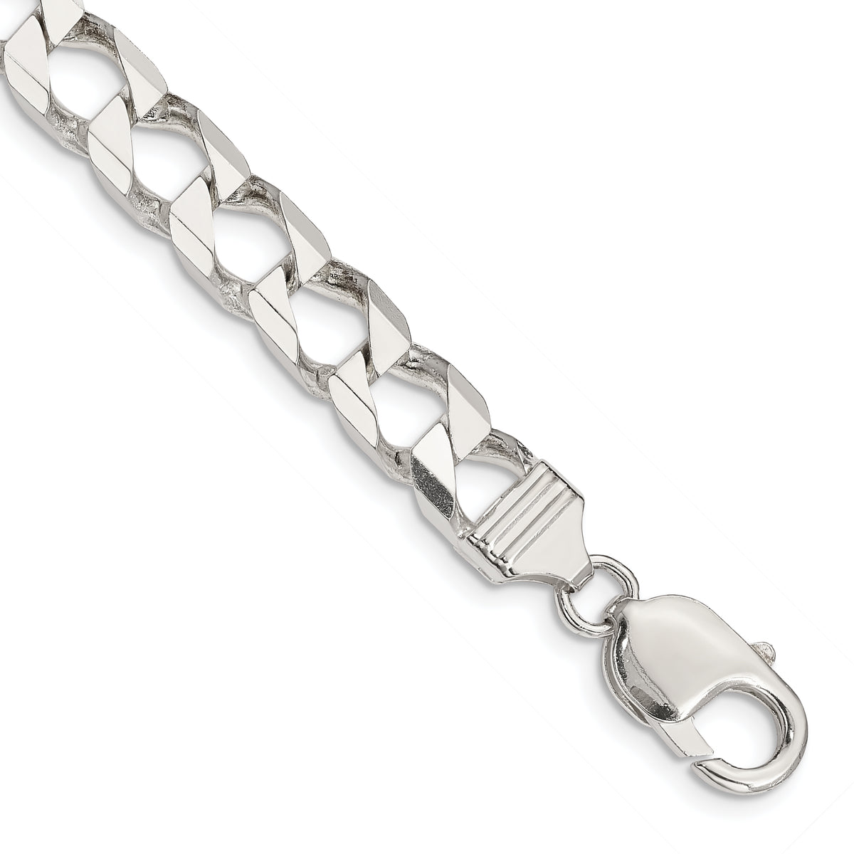 Sterling Silver 6.75mm Flat Open Curb Chain