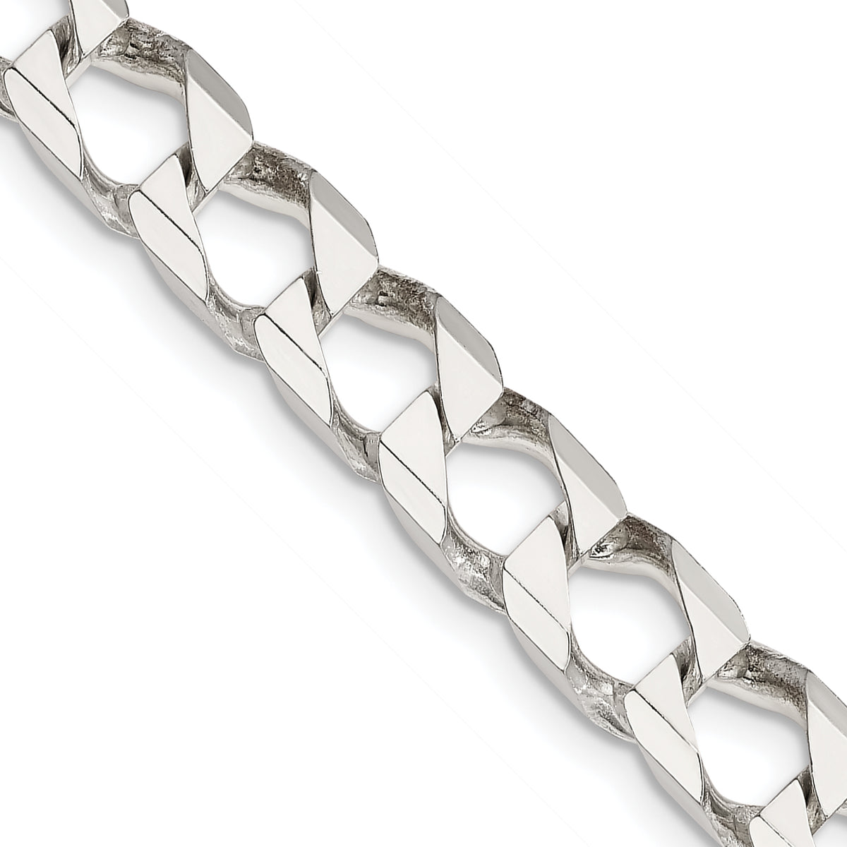 Sterling Silver 6.75mm Flat Open Curb Chain