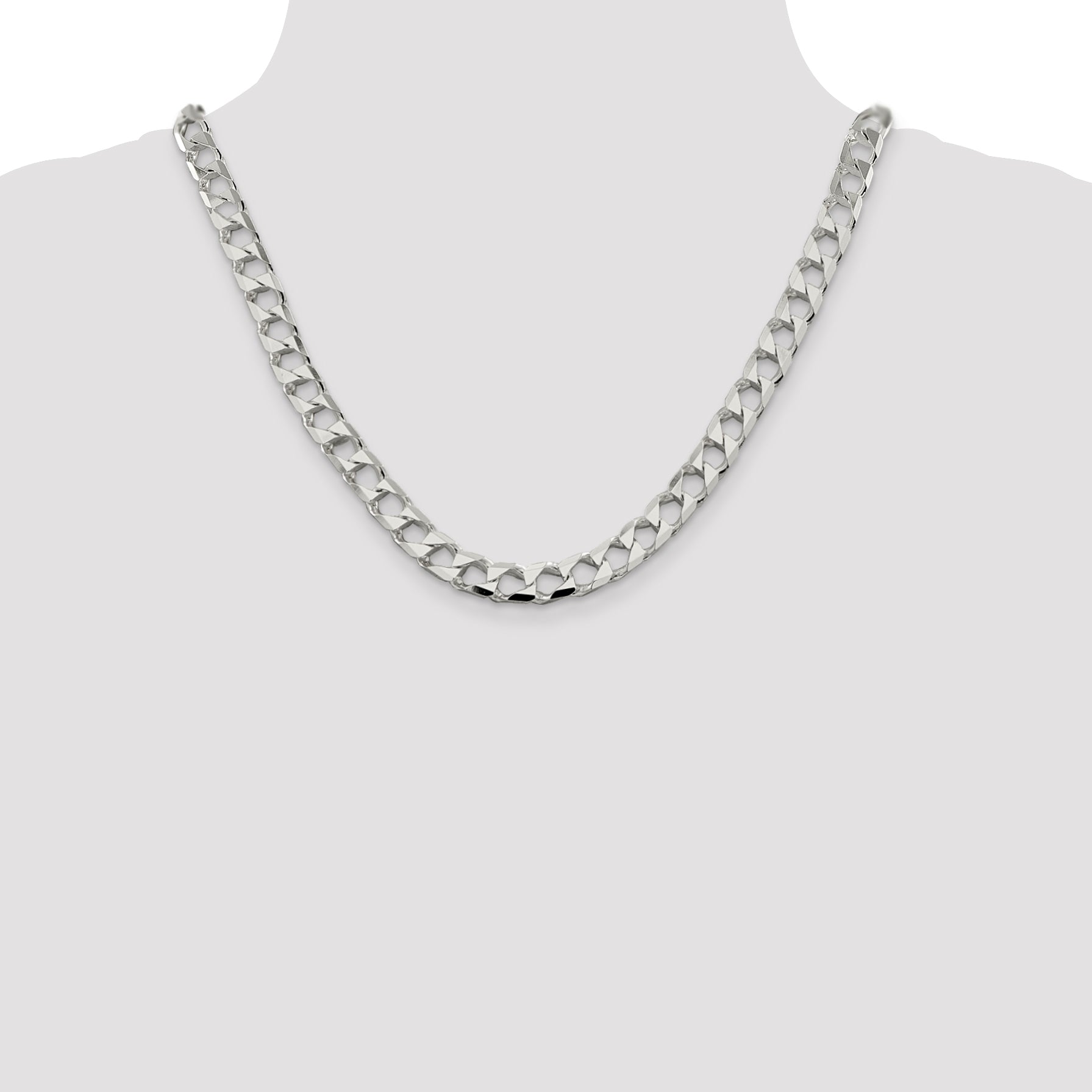 Sterling Silver 8.6mm Flat Open Curb Chain