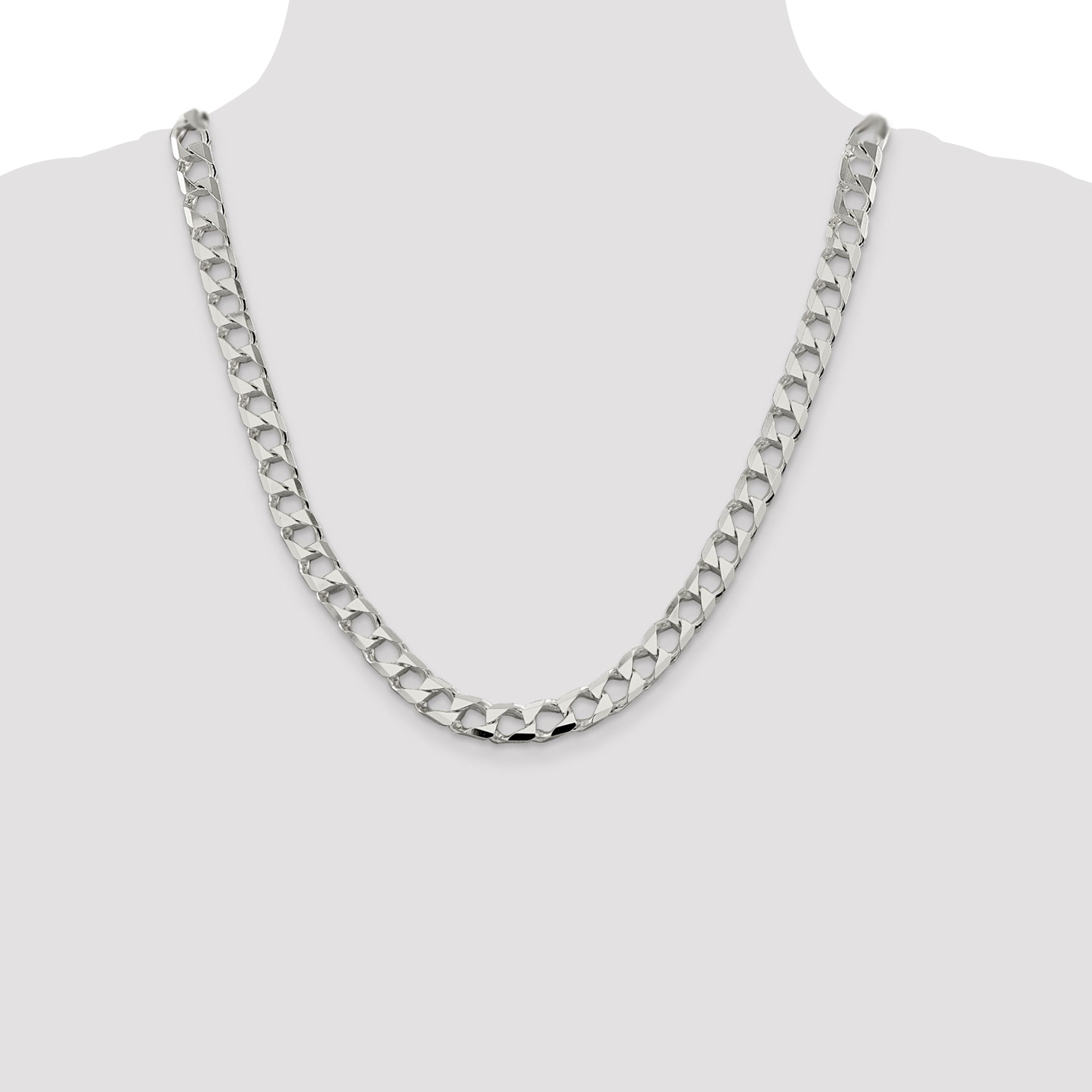 Sterling Silver 8.6mm Flat Open Curb Chain