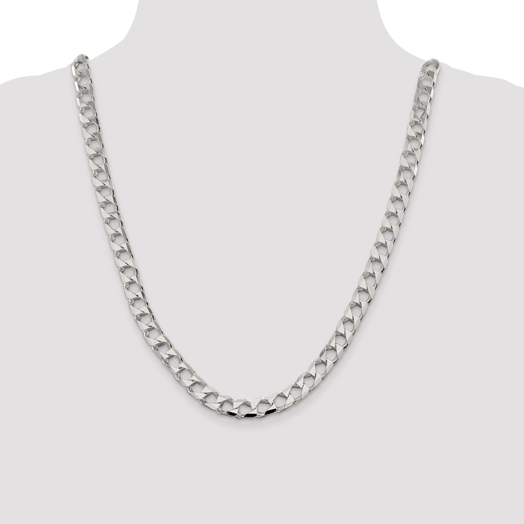 Sterling Silver 8.6mm Flat Open Curb Chain