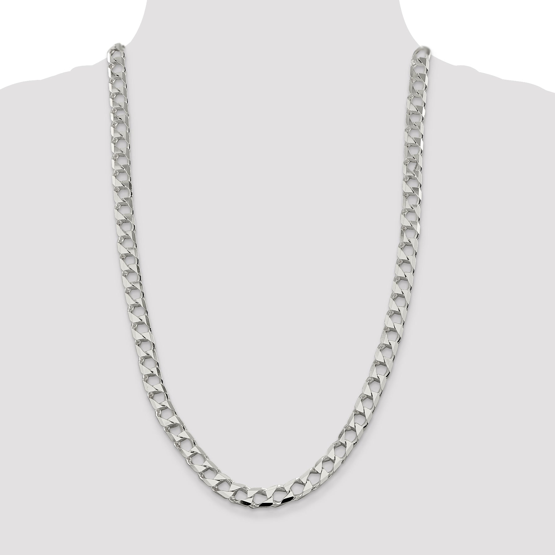 Sterling Silver 8.6mm Flat Open Curb Chain