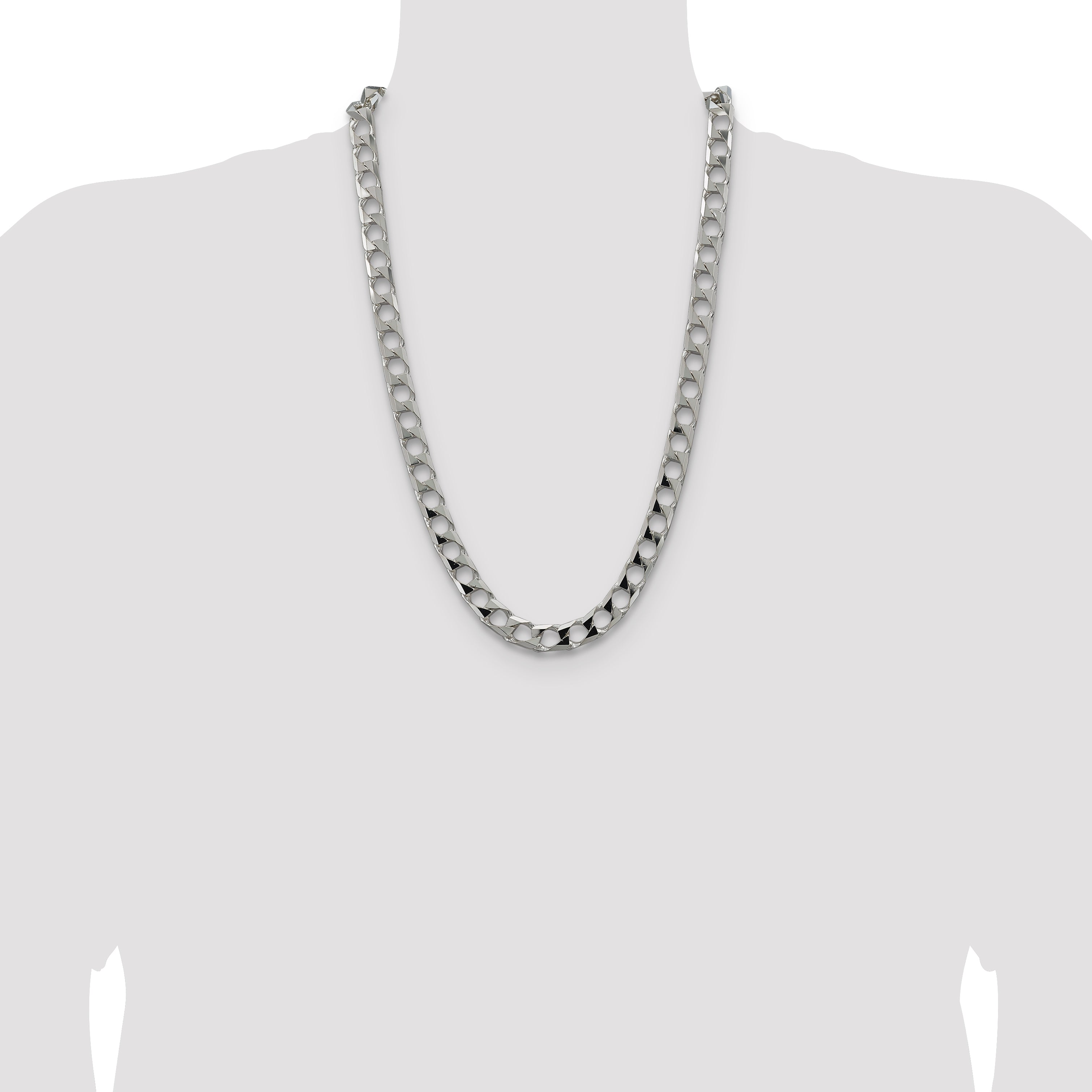 Sterling Silver 10.3mm Flat Open Curb Chain