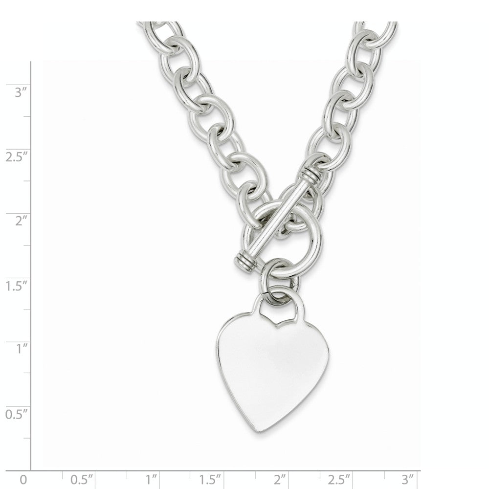 Sterling Silver Heart Fancy Link Toggle Necklace