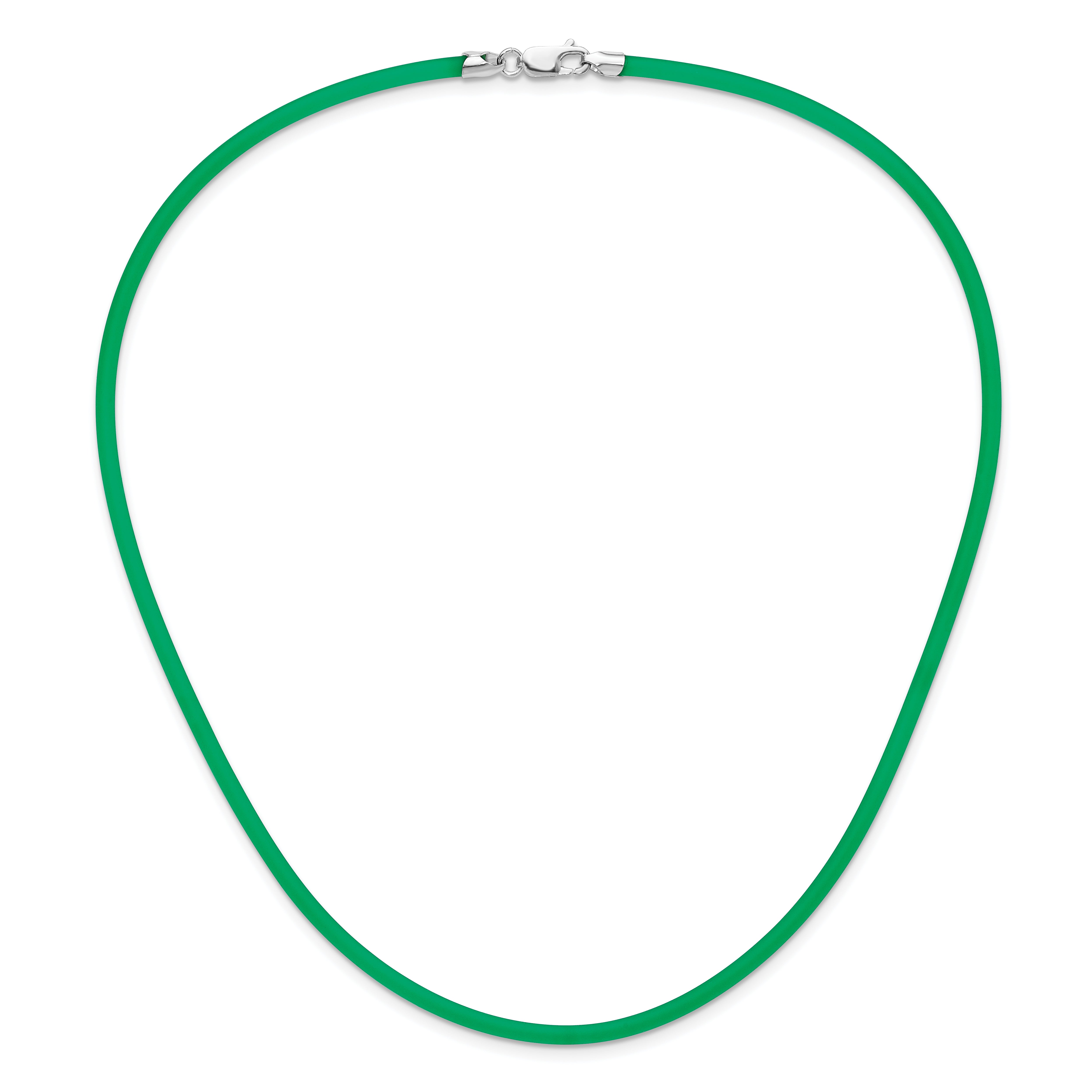 Sterling Silver 3mm Emerald Rubber Cord Necklace