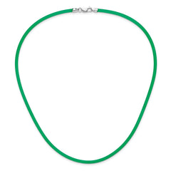 Sterling Silver 3mm Emerald Rubber Cord Necklace