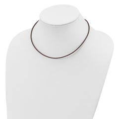 Sterling Silver 16inch 2mm Brown Leather Cord Necklace