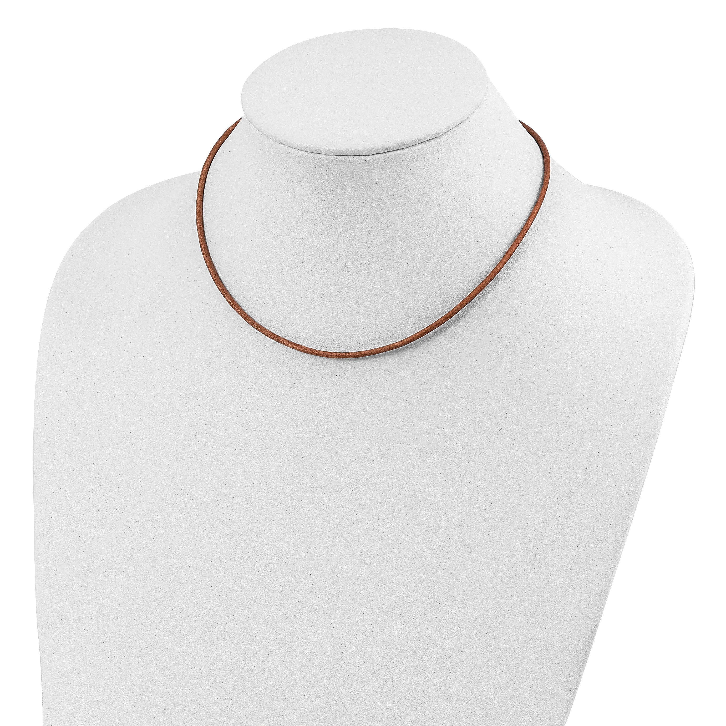 Sterling Silver 16inch 2mm Natural Leather Cord Necklace