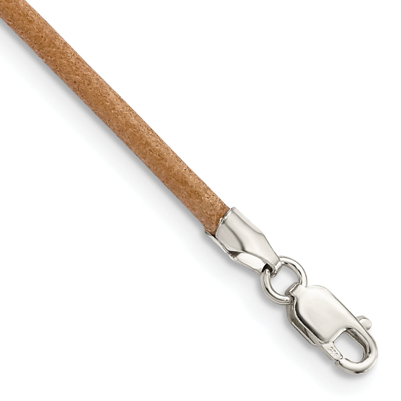 Sterling Silver 18inch 2mm Natural Leather Cord Necklace