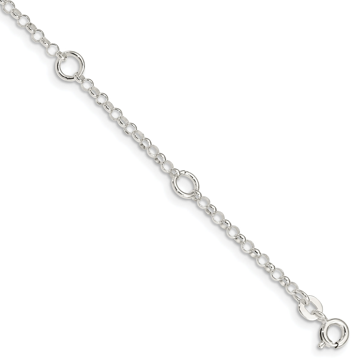 Sterling Silver Polished Fancy Rolo Chain Children's Bracelet