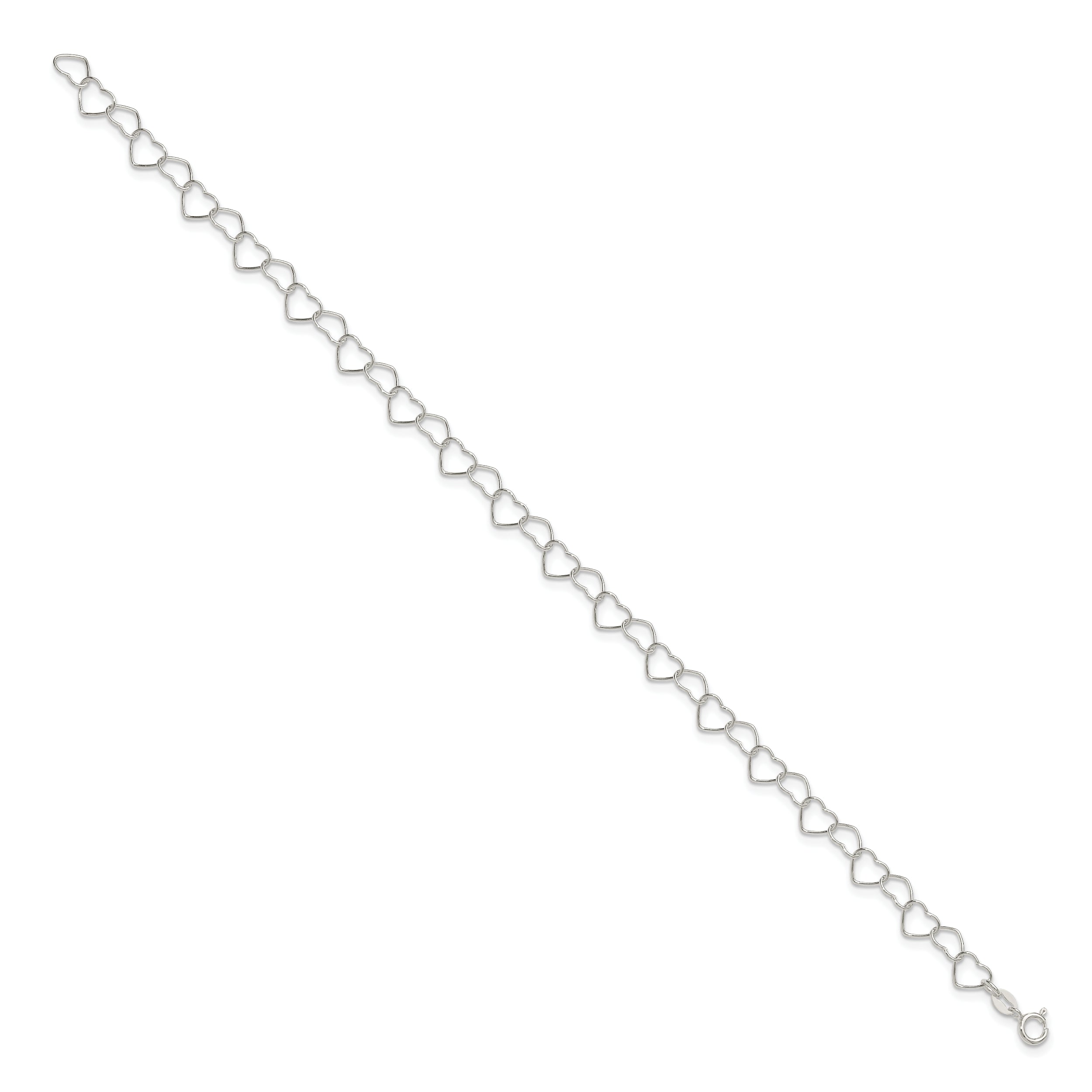 Sterling Silver Fancy Heart Link 9in. Anklet