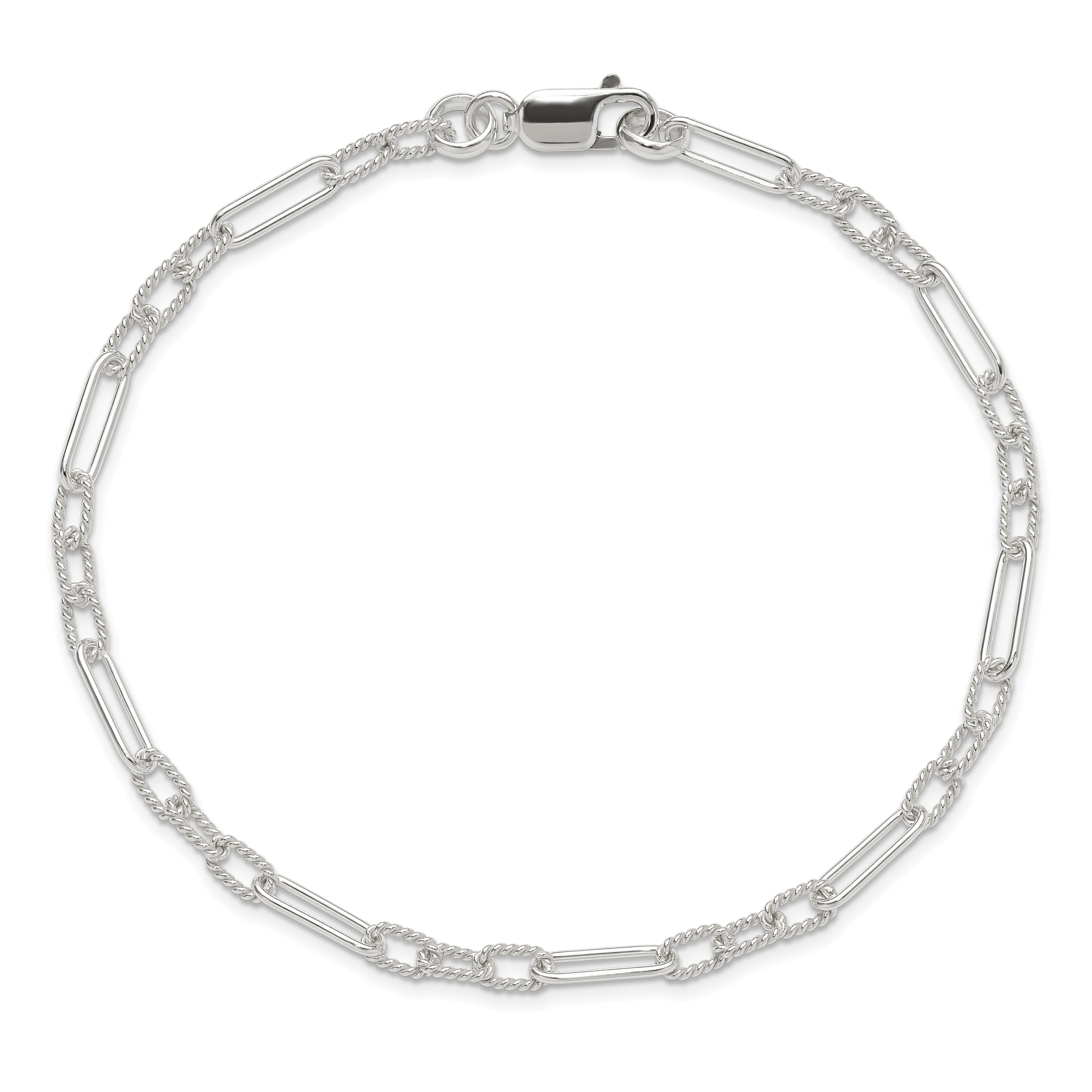 Sterling Silver Fancy Link Anklet