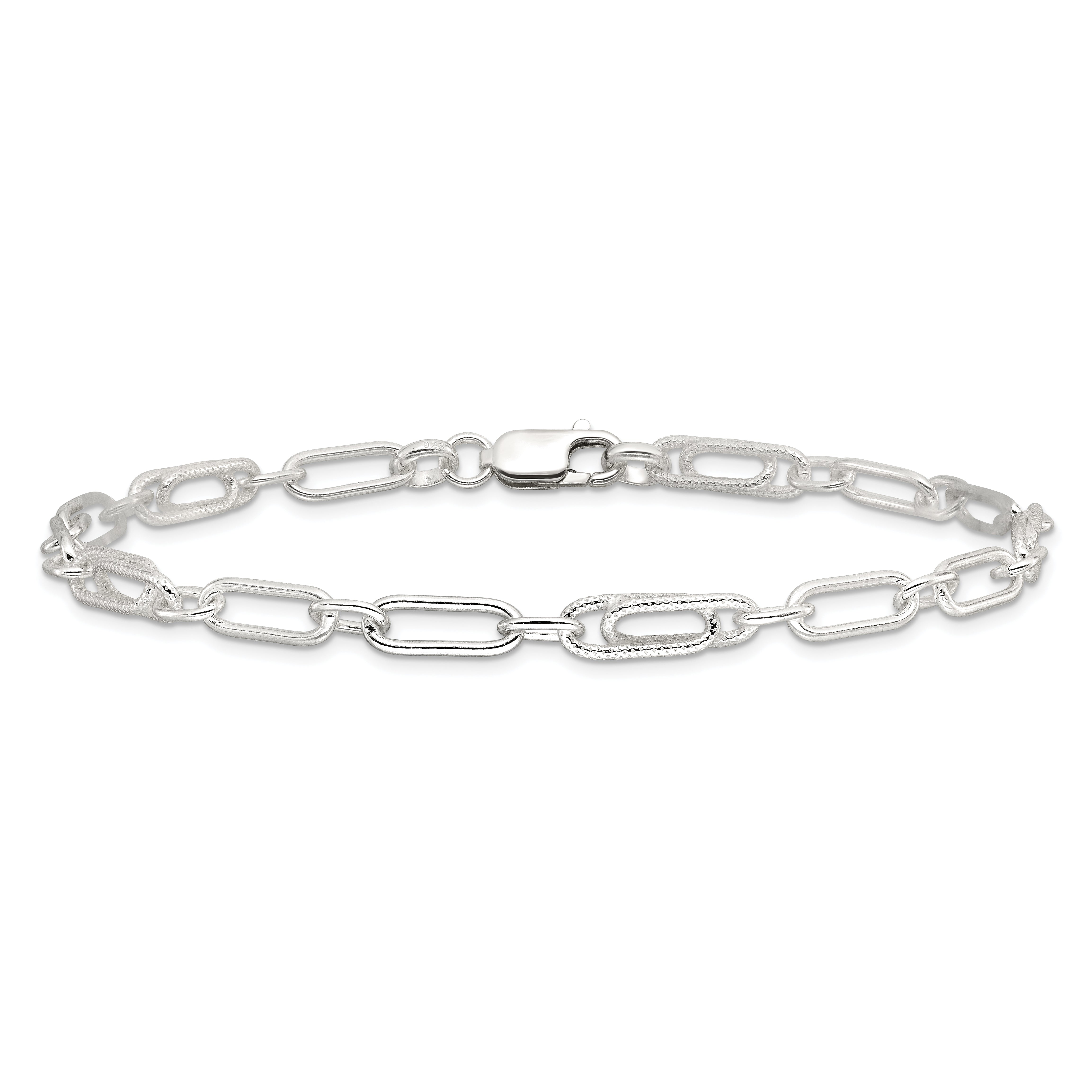 Sterling Silver Fancy Link Anklet