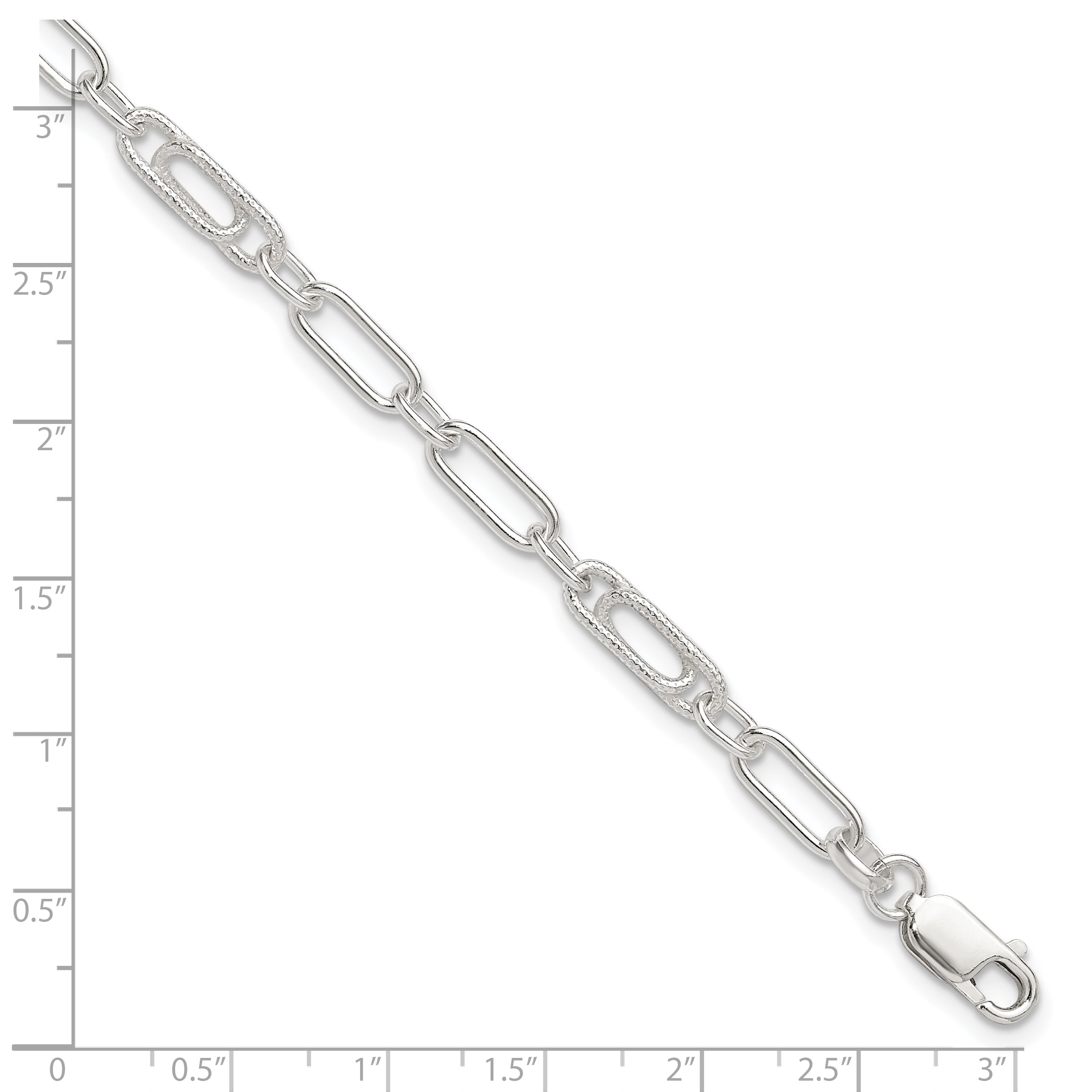 Sterling Silver Fancy Link Anklet