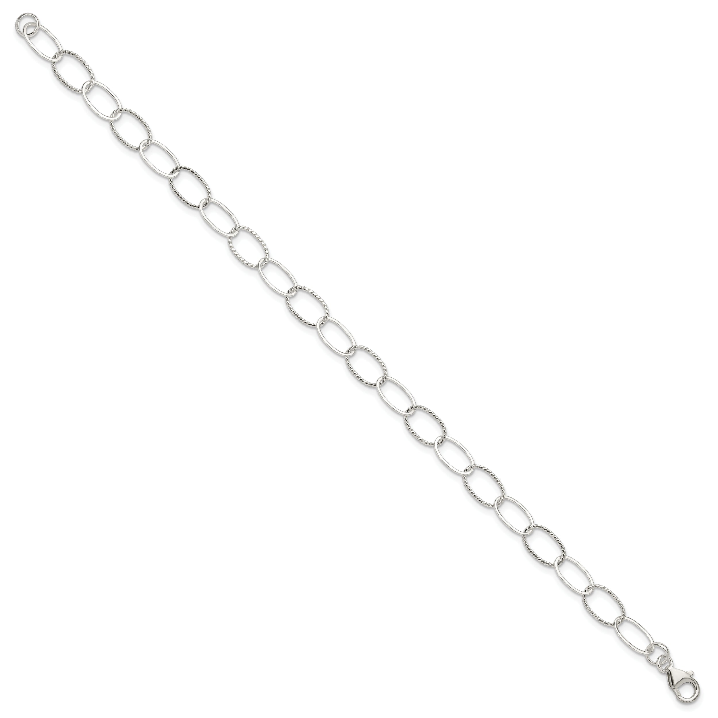 Sterling Silver Fancy Link Anklet