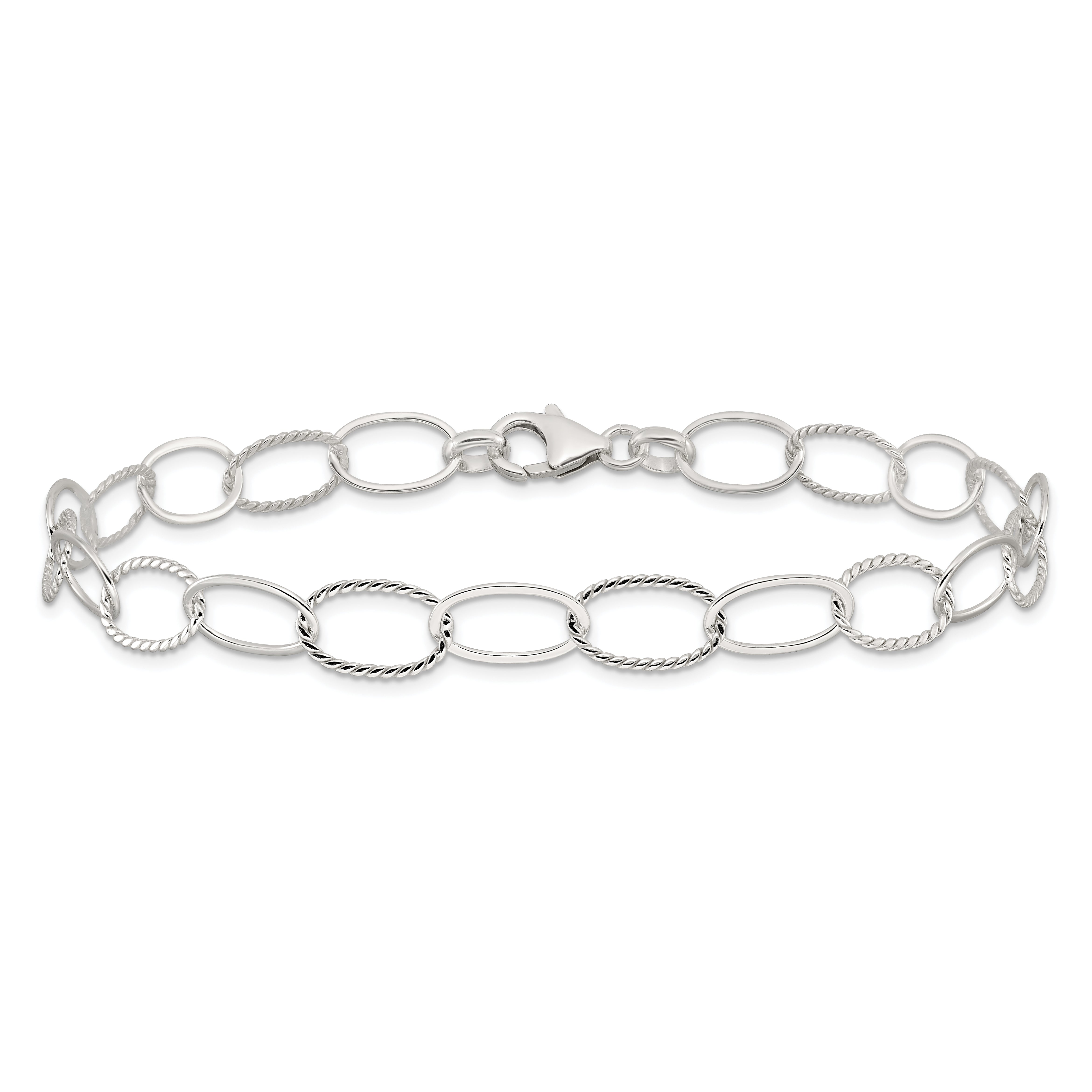 Sterling Silver Fancy Link Anklet